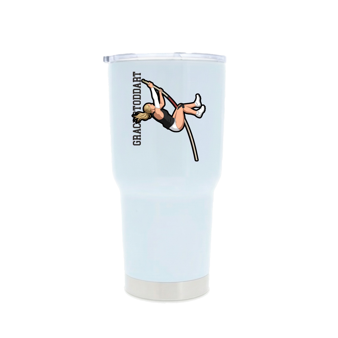 30oz Stainless Steel Tumbler — Name Vertical in White