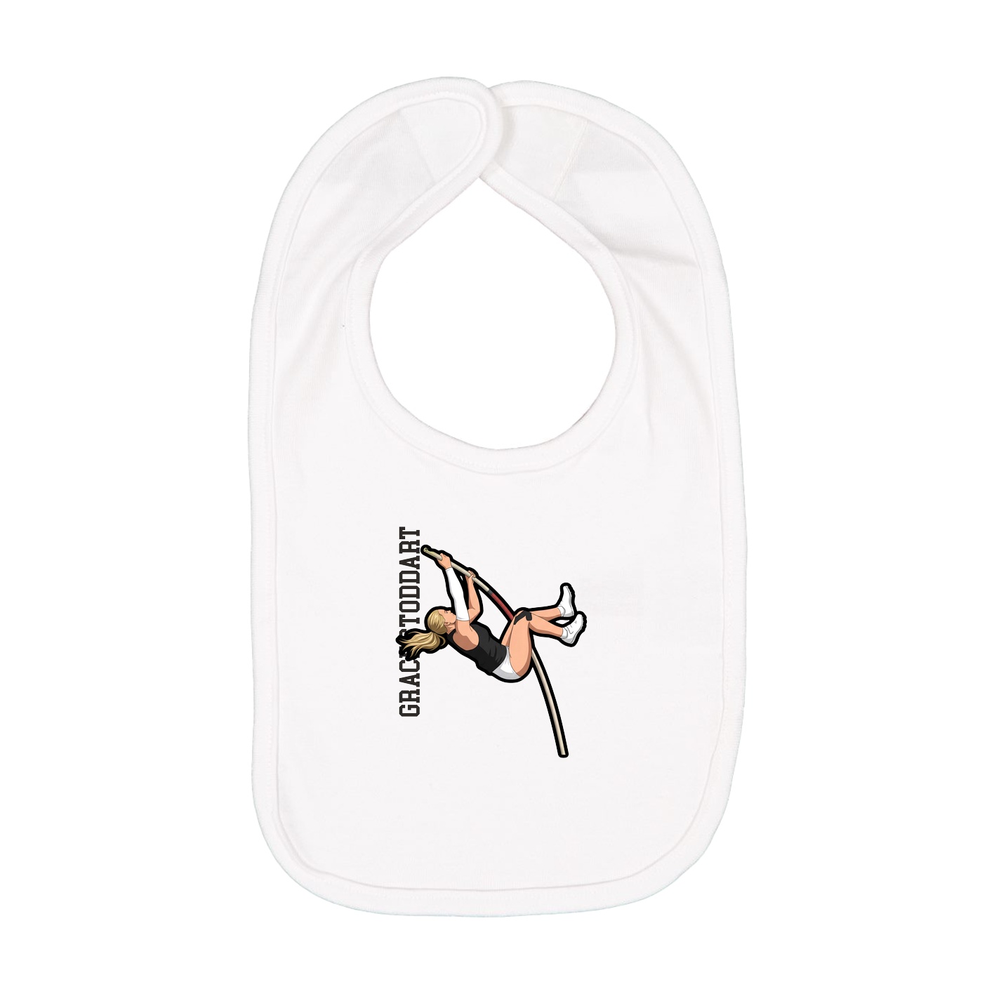 Infant Bib — Name Vertical in White