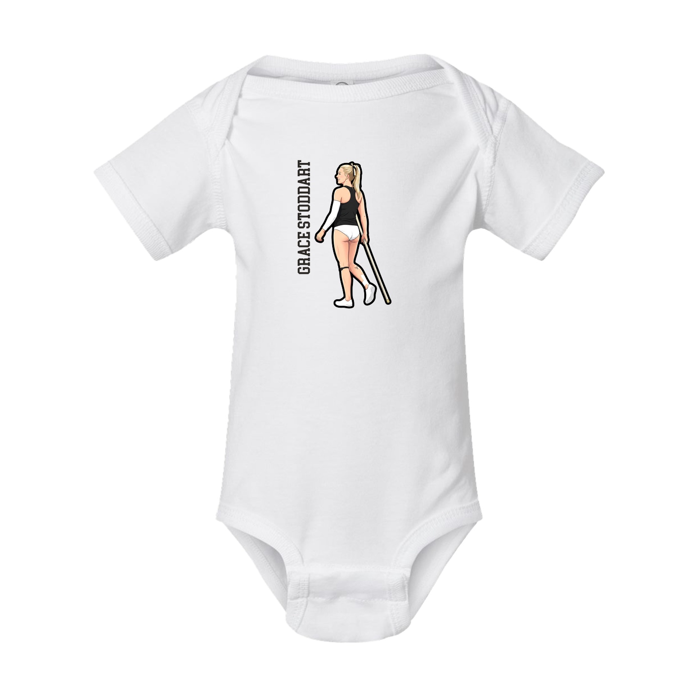 Baby Onesie — Name Vertical in White