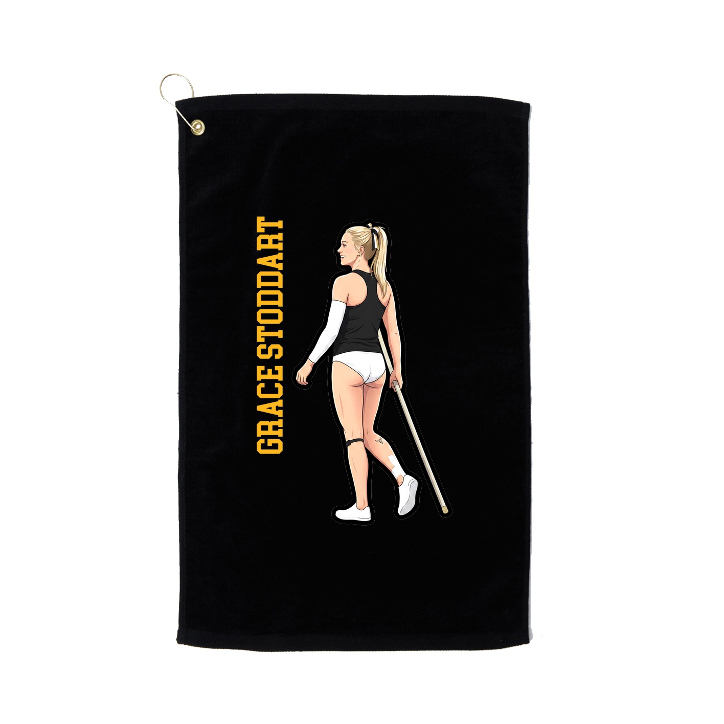 Golf Towel — Name Vertical in Black