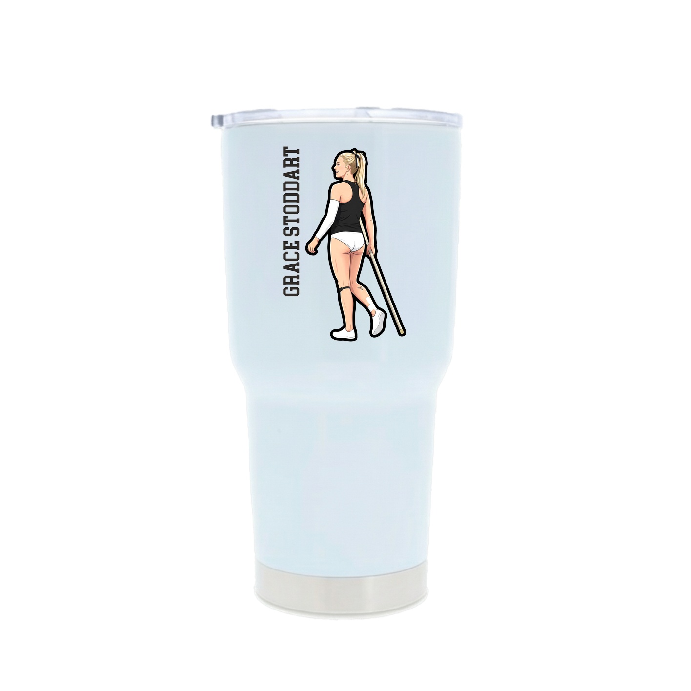 30oz Stainless Steel Tumbler — Name Vertical in White