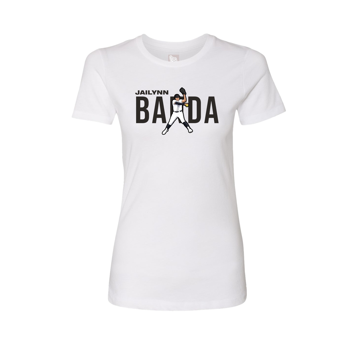 Fitted Women's Tee — Player Name in White