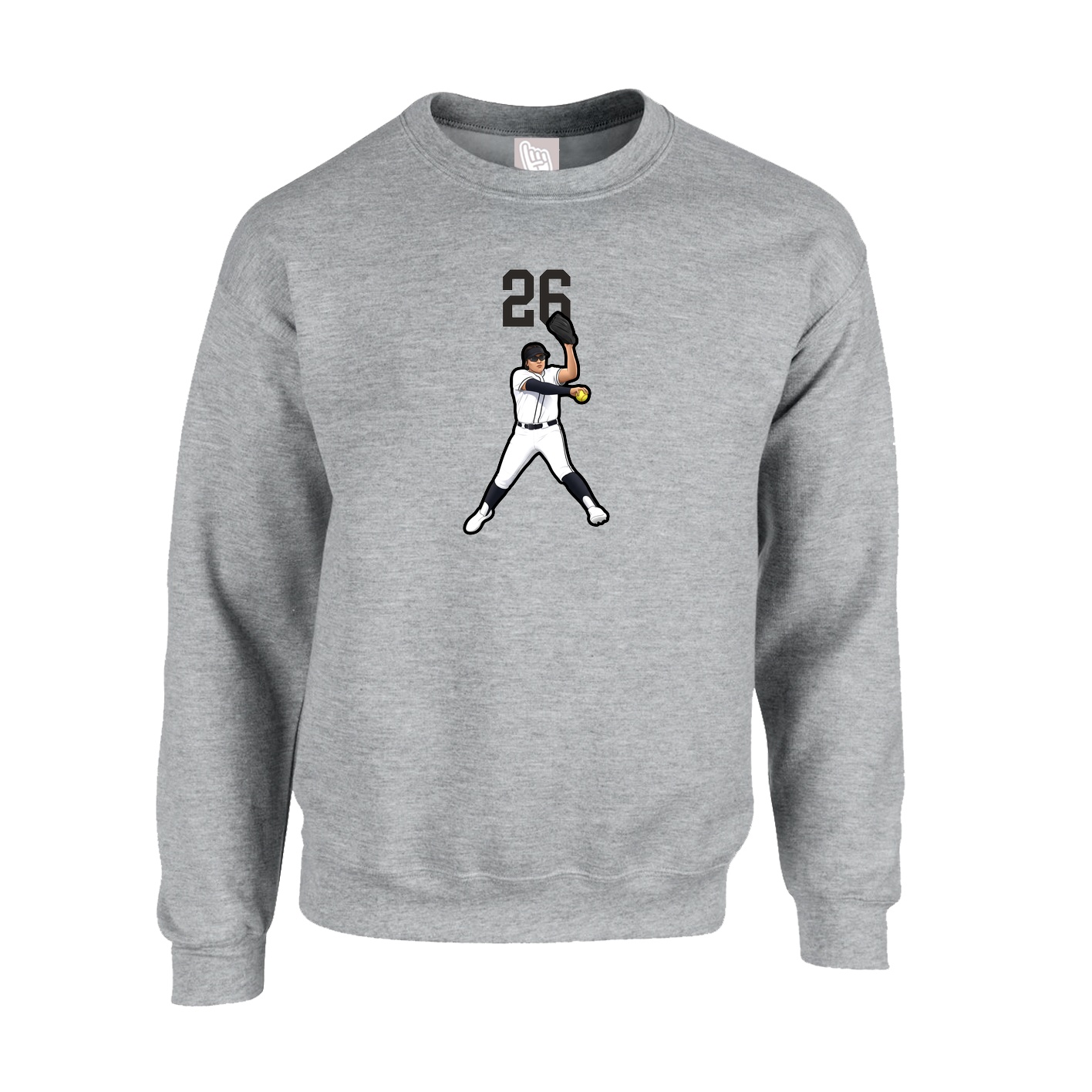 Fleece Crew — Number Top in Grey