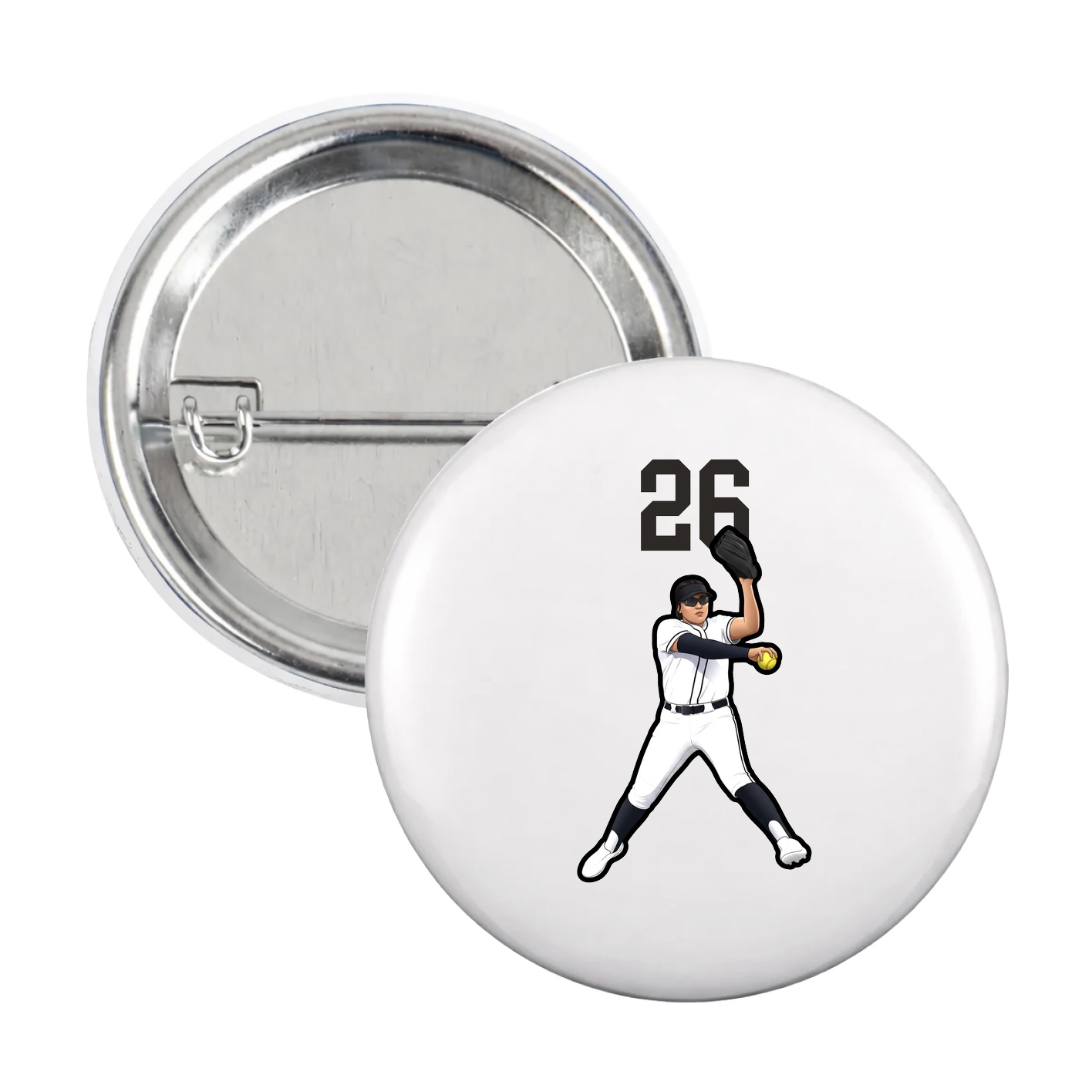Game Day Button — Number Top in White