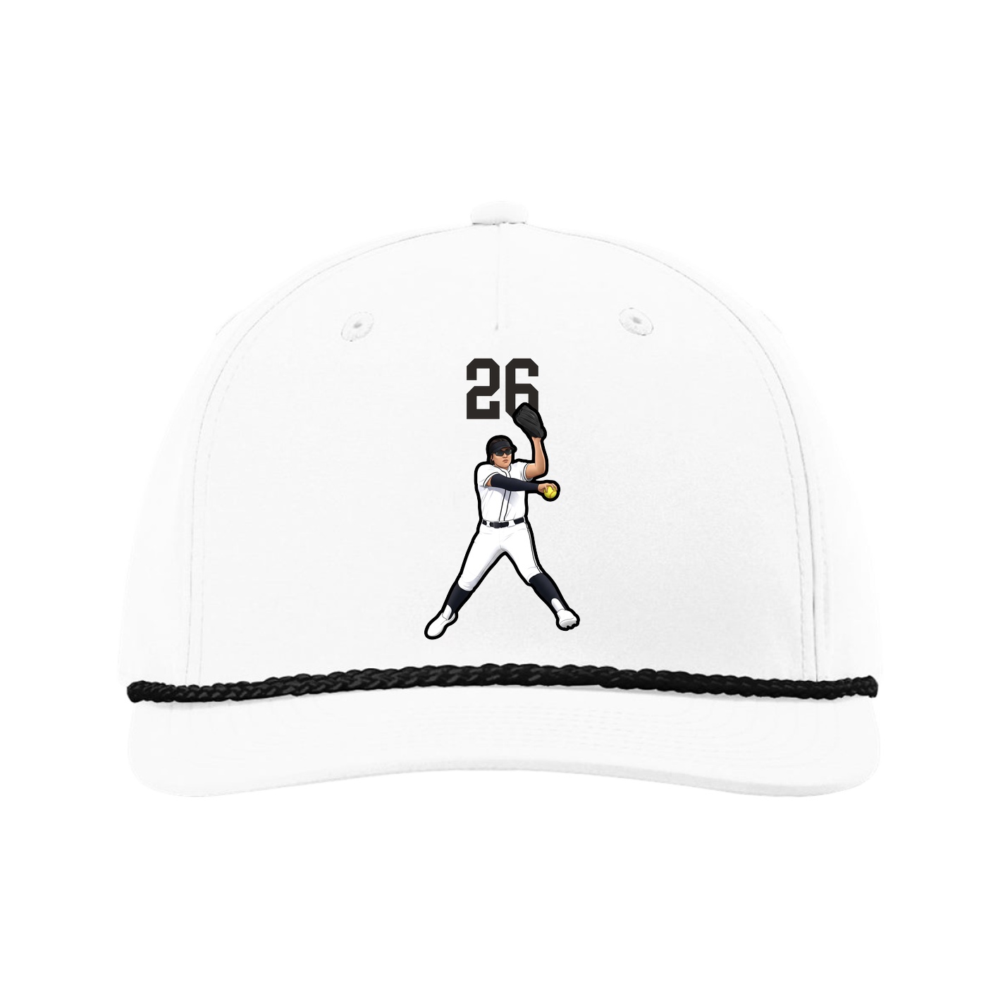 Five-Panel Classic Rope Cap — Number Top in White