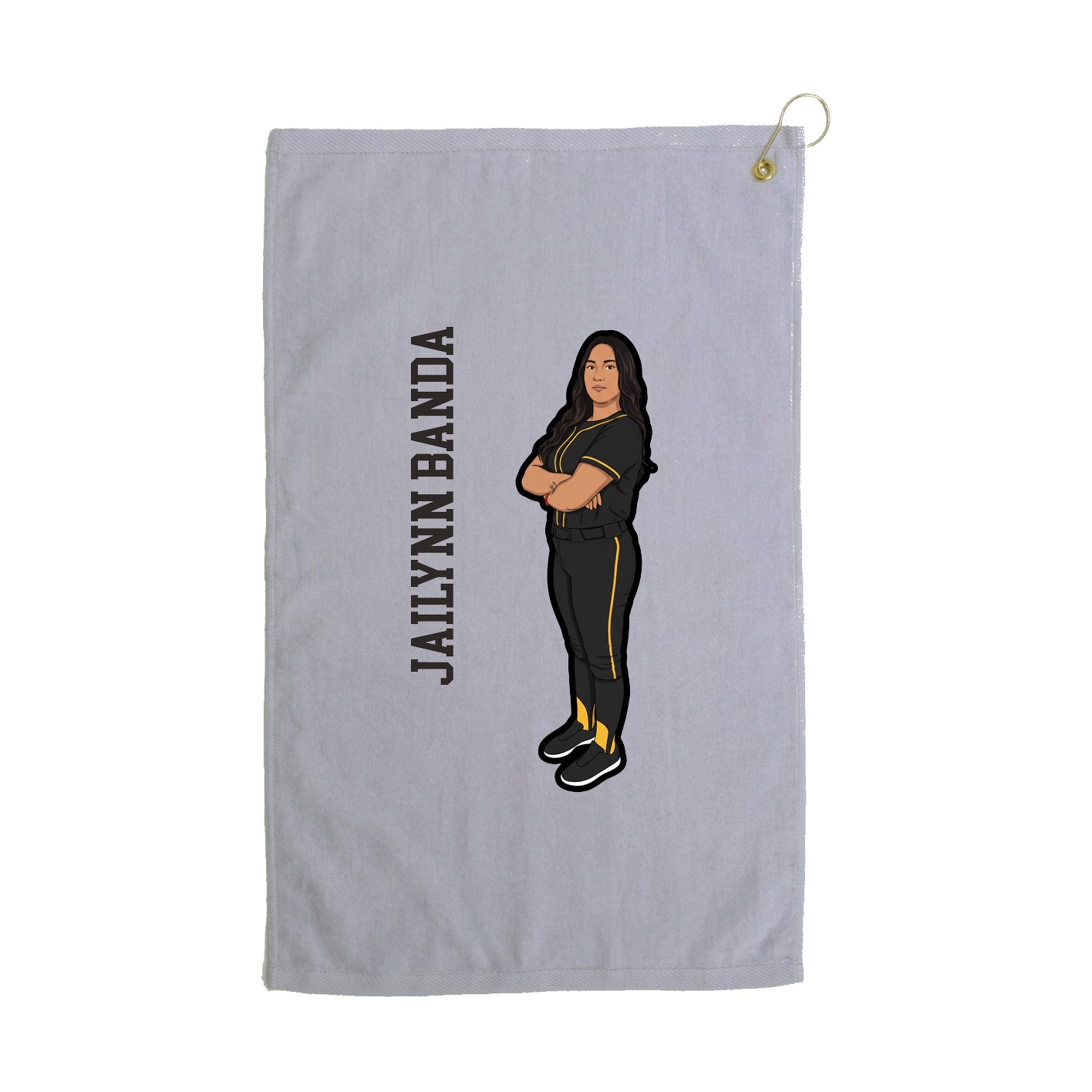 Golf Towel — Name Vertical in Grey