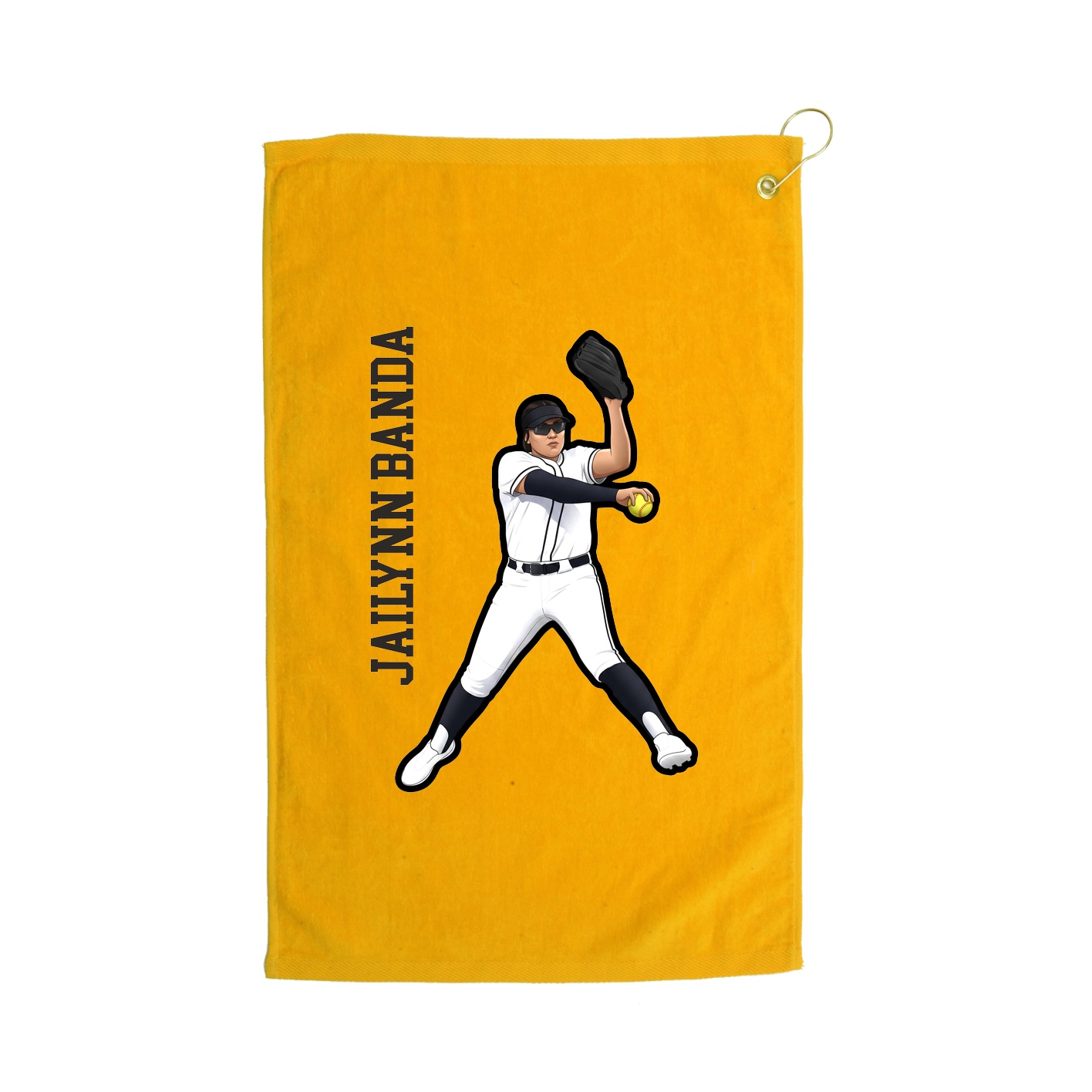 Golf Towel — Name Vertical in Gold