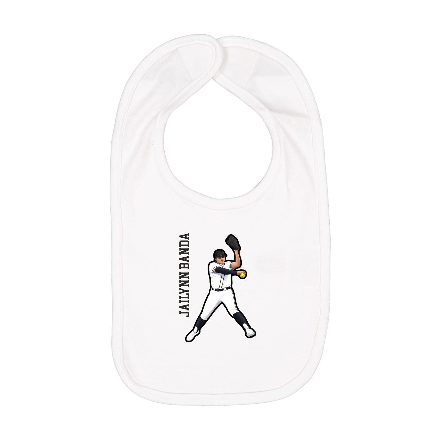 Infant Bib — Name Vertical in White