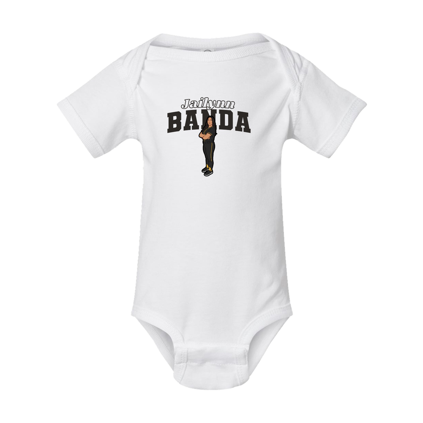 Baby Onesie — Name Arch in White