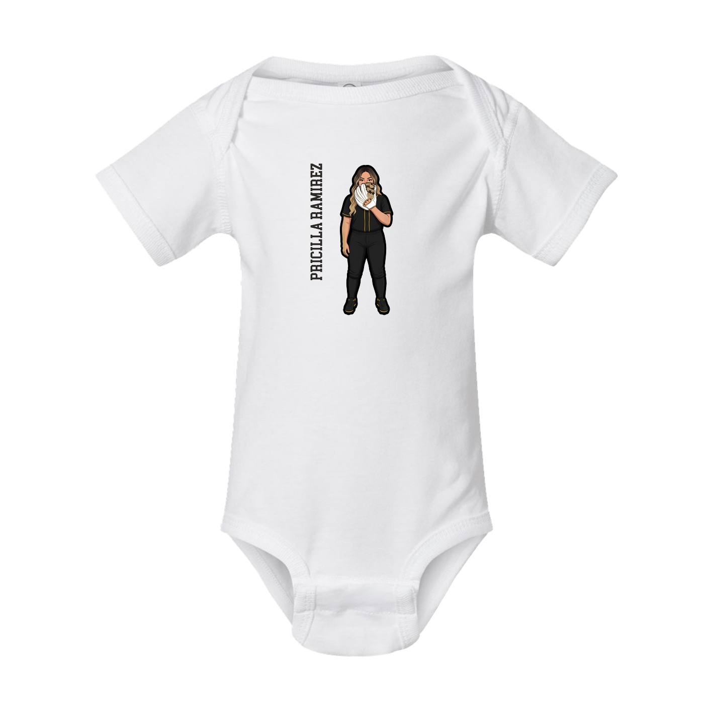 Baby Onesie — Name Vertical in White