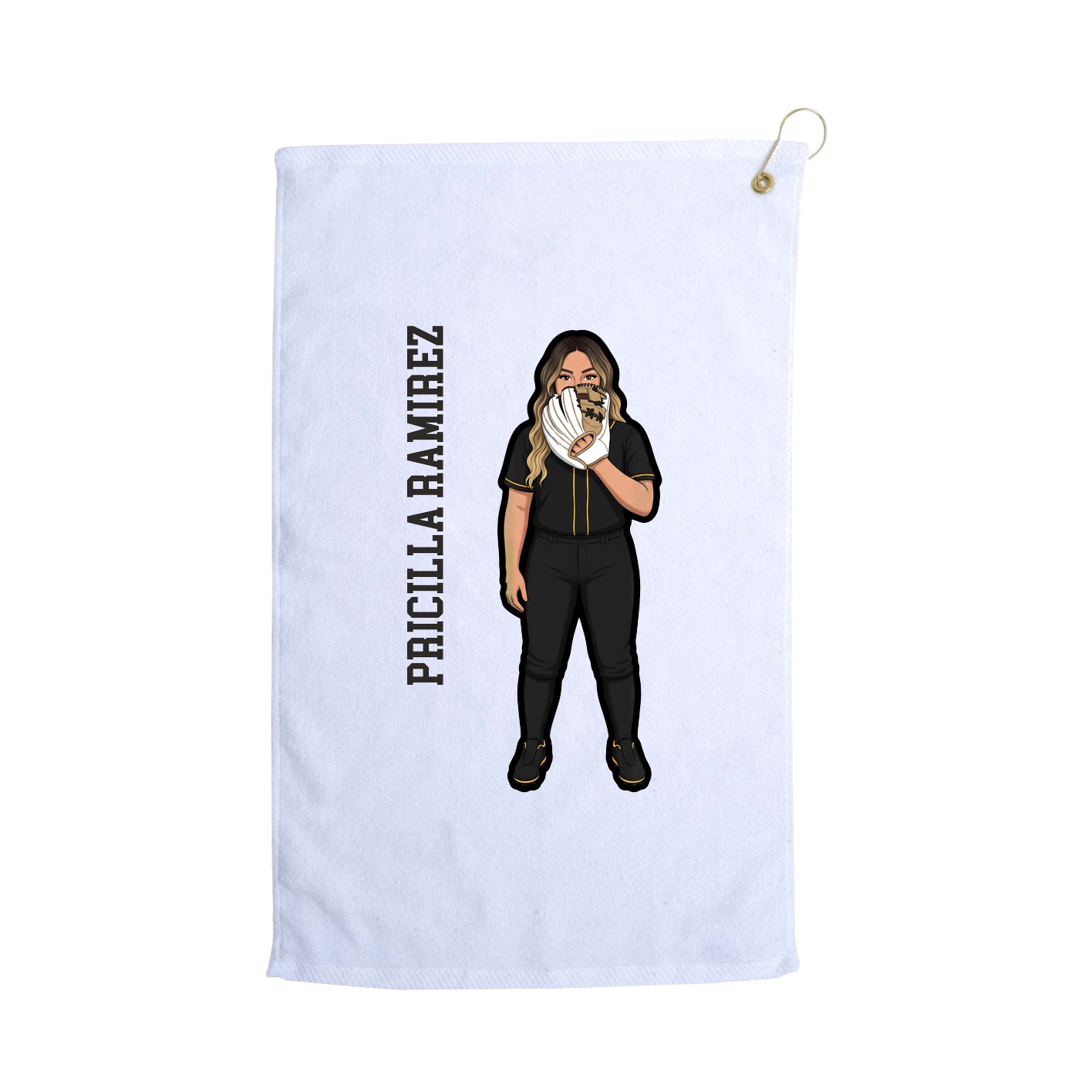 Golf Towel — Name Vertical in White