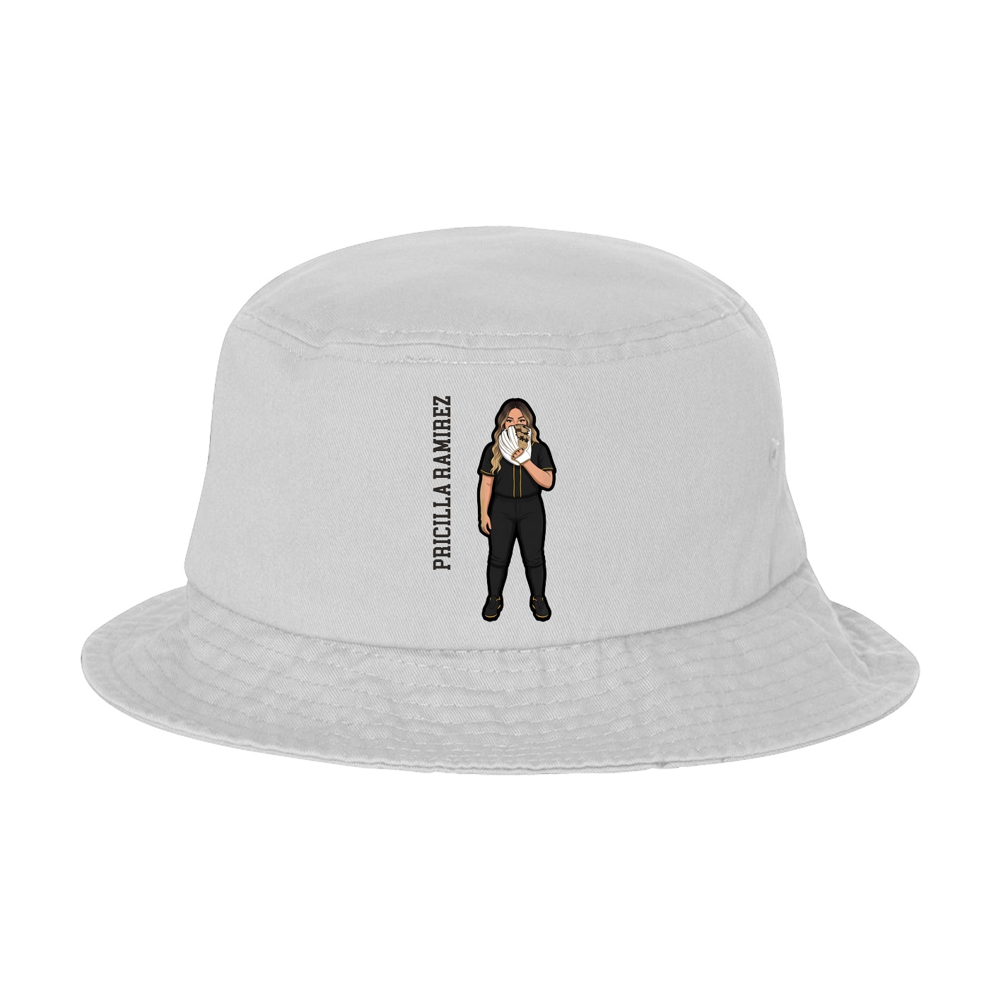 Bucket Cap — Name Vertical in White