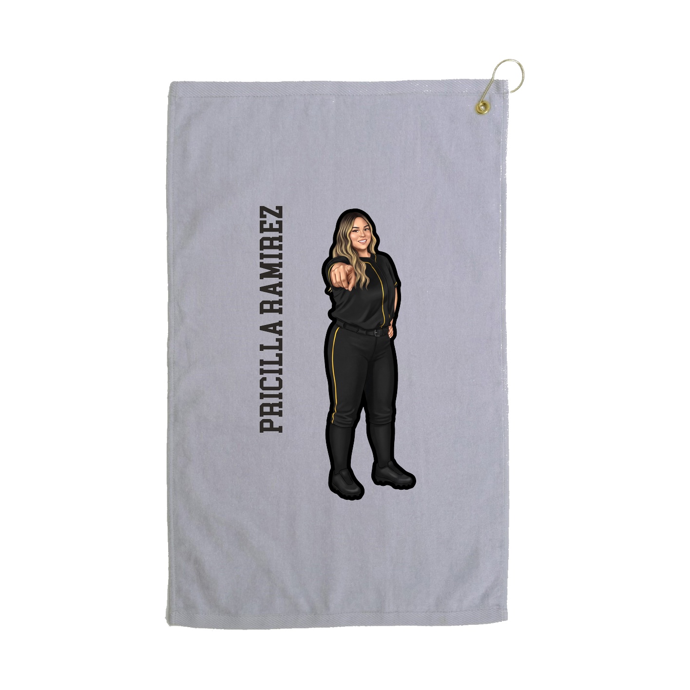Golf Towel — Name Vertical in Grey