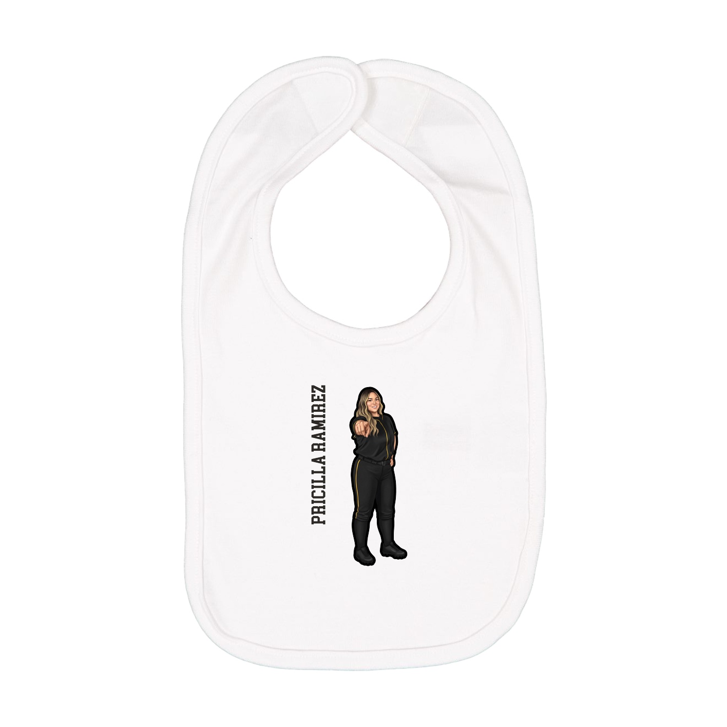 Infant Bib — Name Vertical in White
