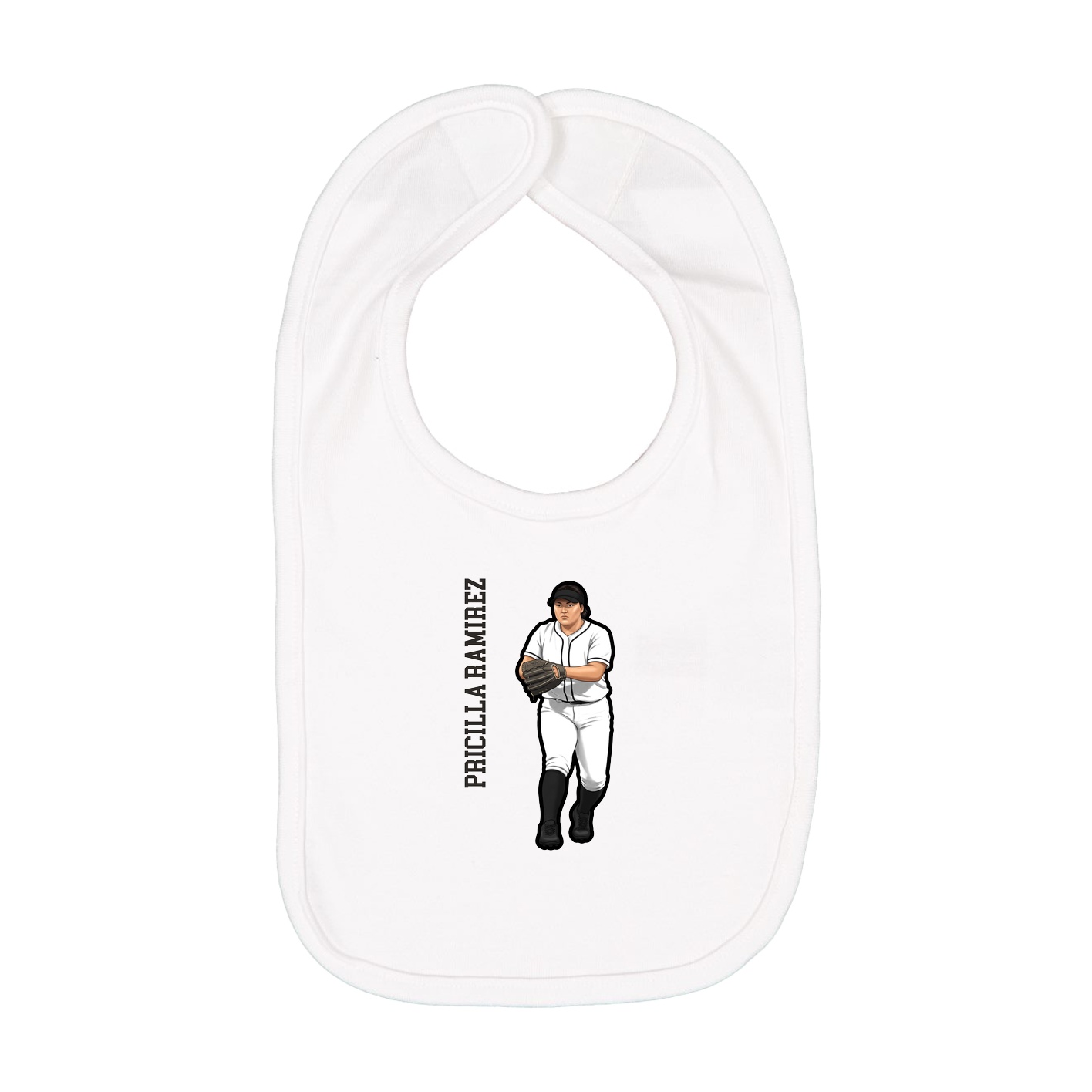 Infant Bib — Name Vertical in White