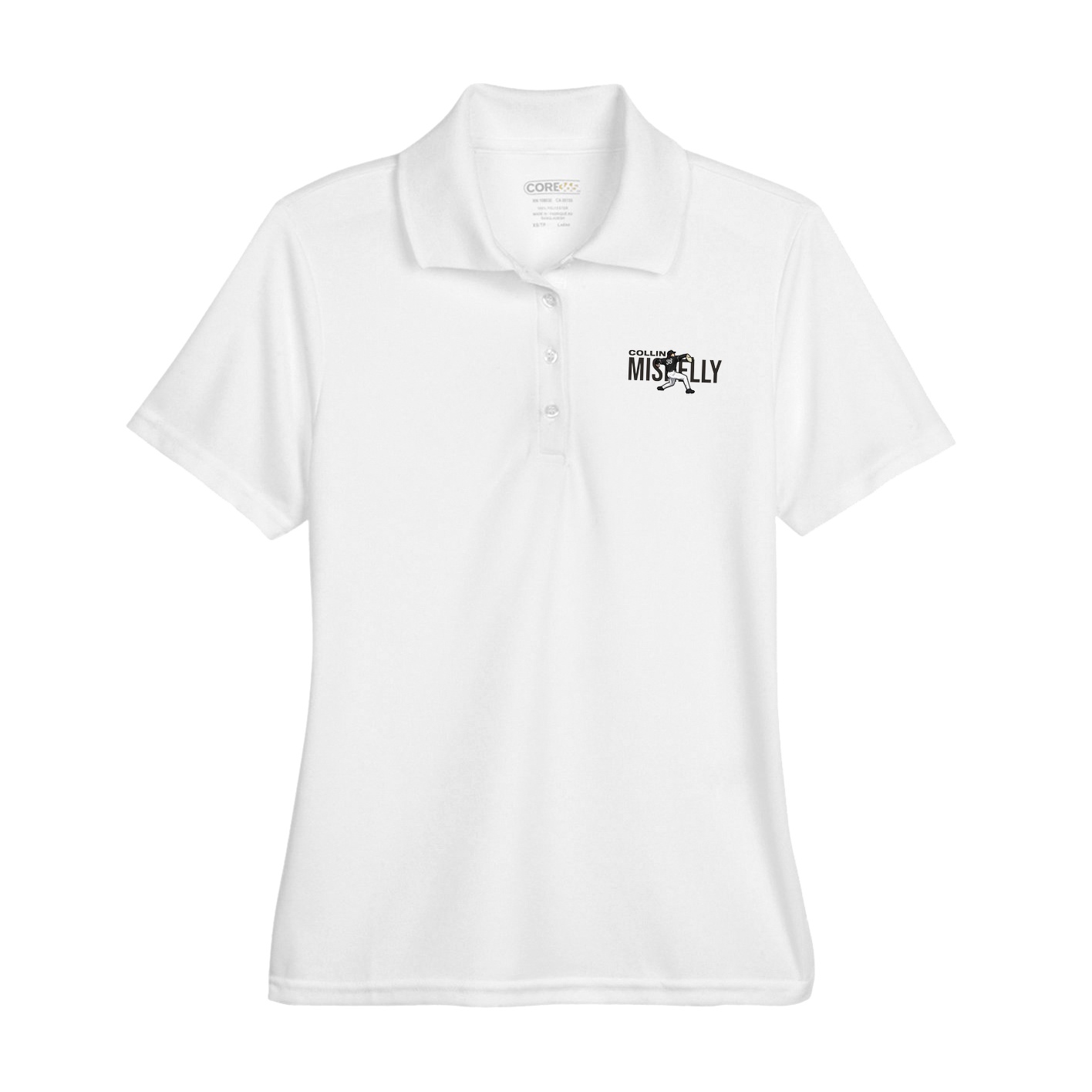 Womens Performance Polo — Player Name in White