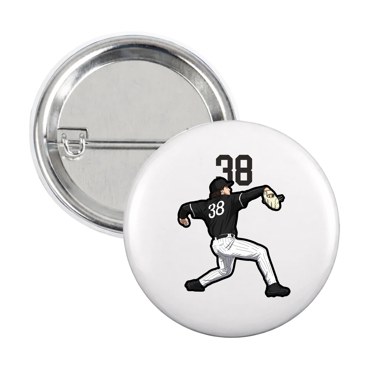 Game Day Button — Number Top in White