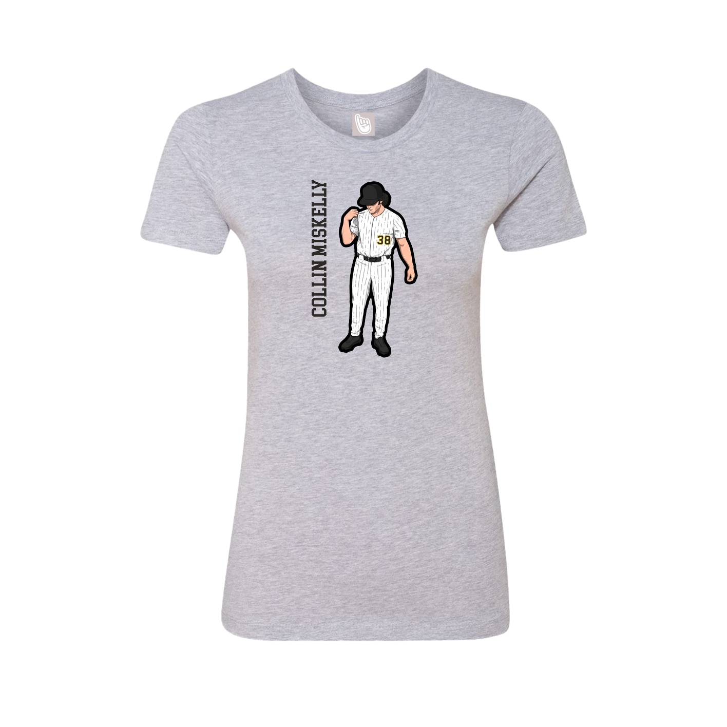 Fitted Women's Tee — Name Vertical in Grey