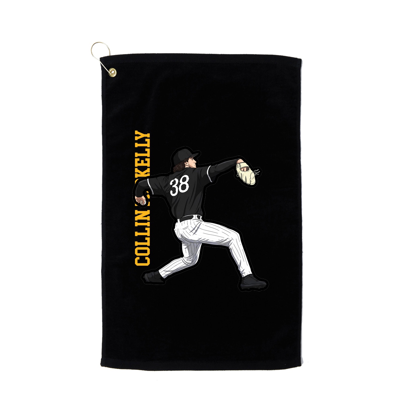 Golf Towel — Name Vertical in Black