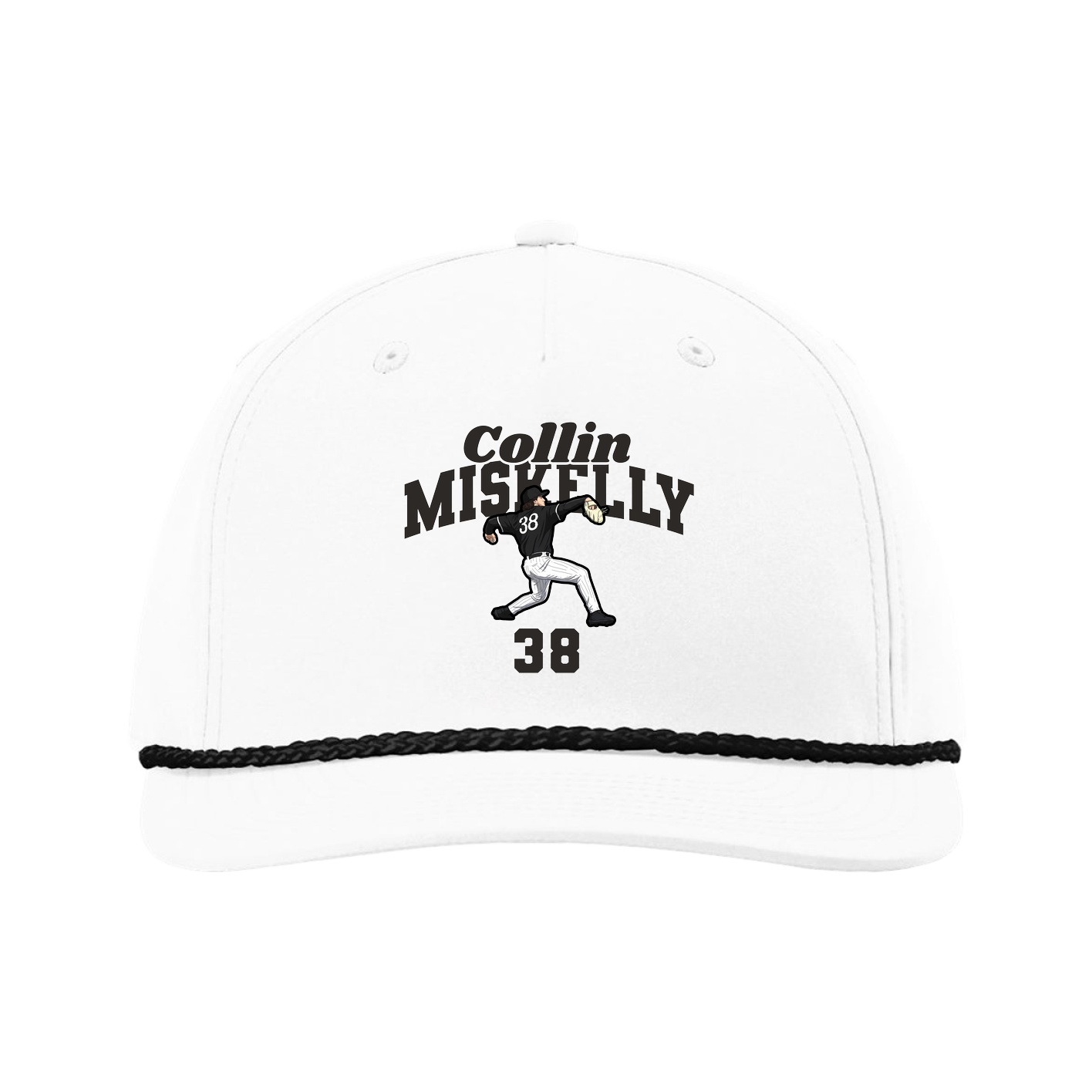 Five-Panel Classic Rope Cap — Signature Arch in White