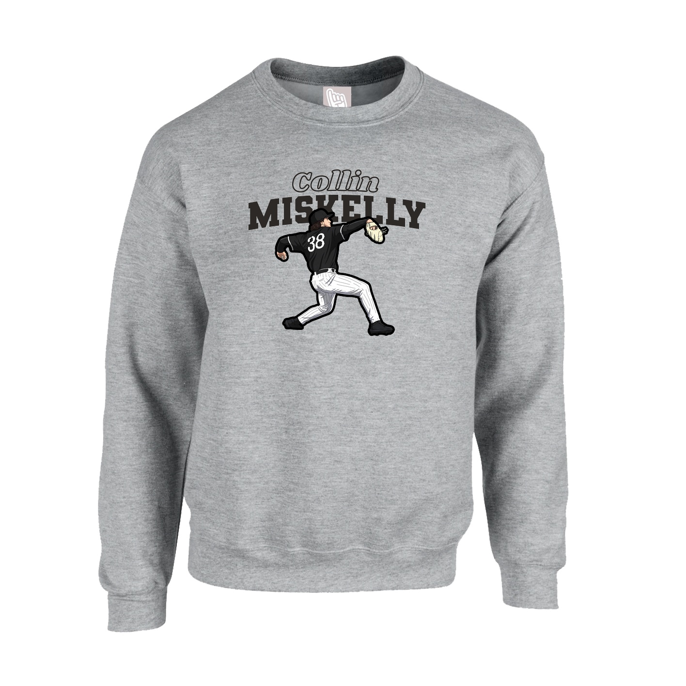 Fleece Crew — Name Arch in Grey