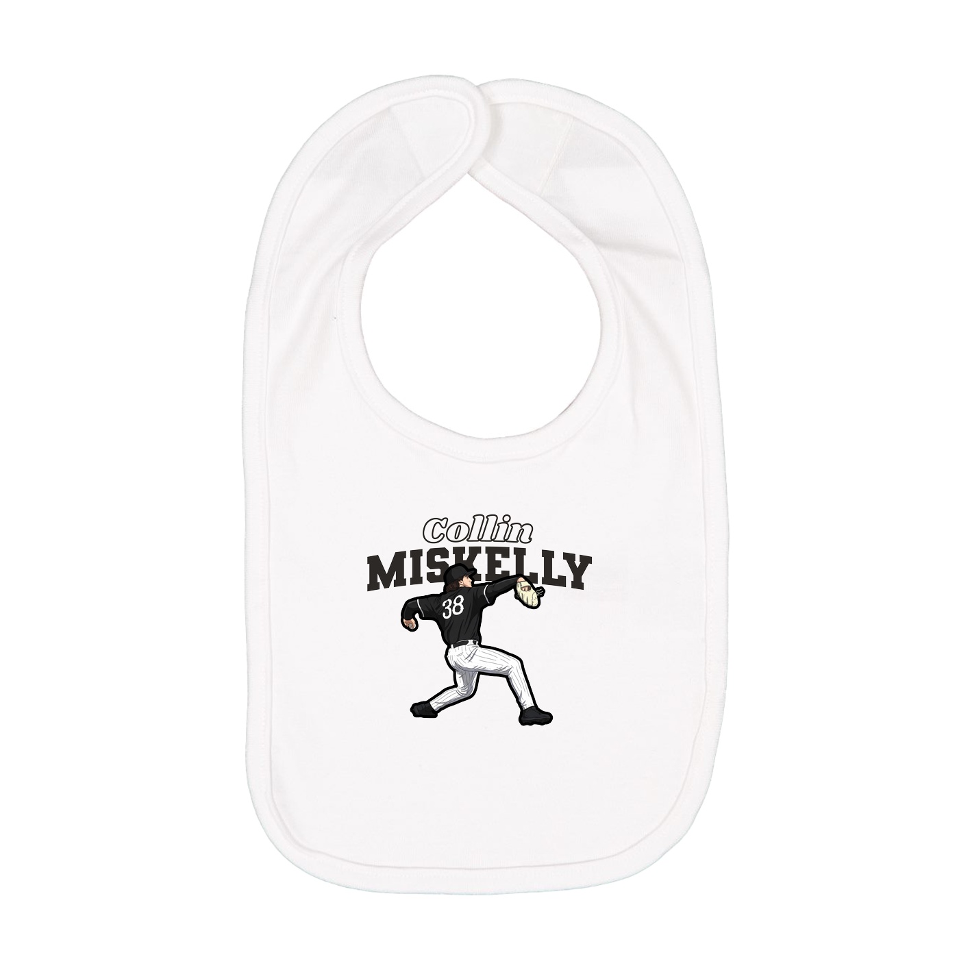 Infant Bib — Name Arch in White