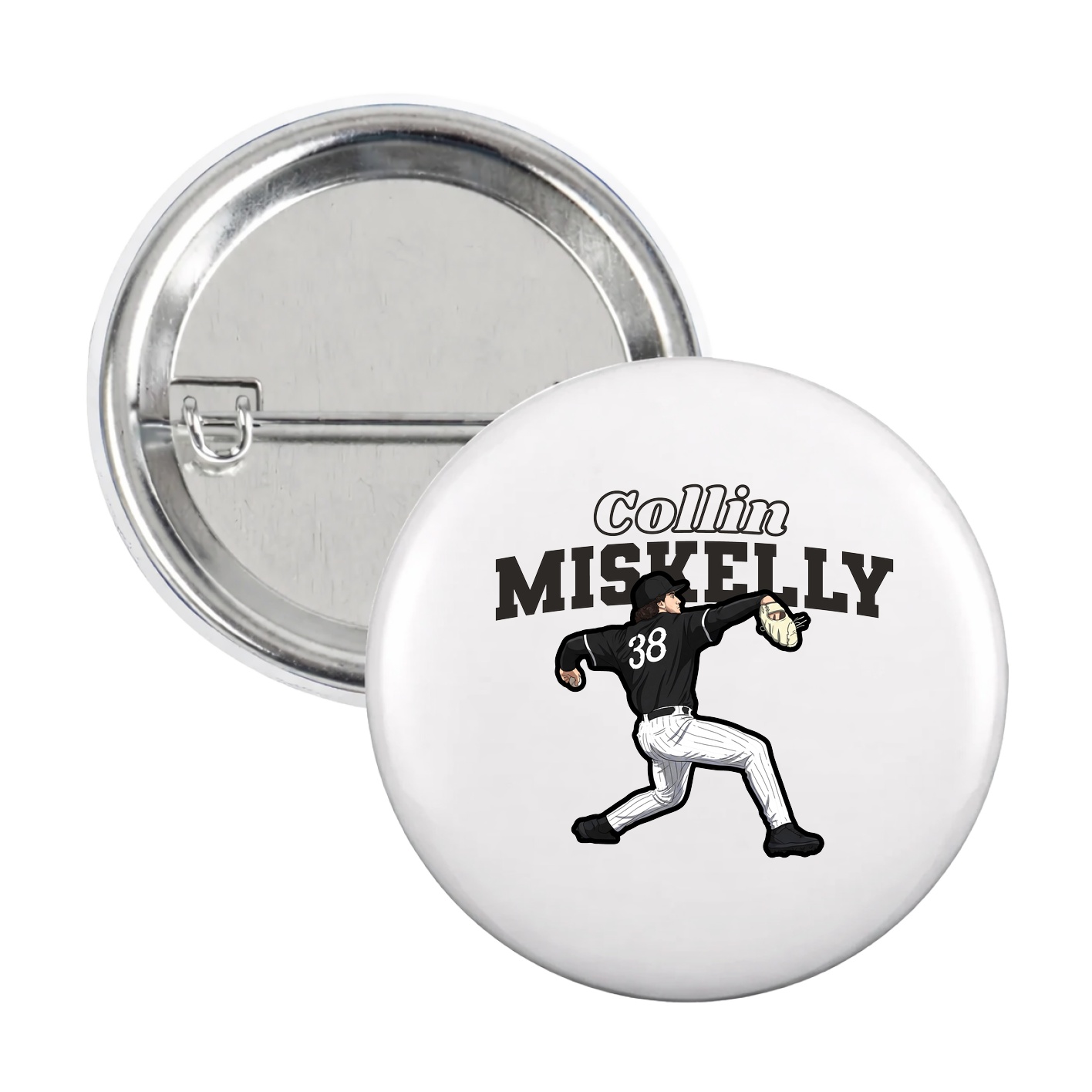 Game Day Button — Name Arch in White