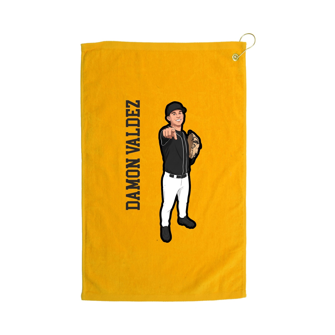 Golf Towel — Name Vertical in Gold