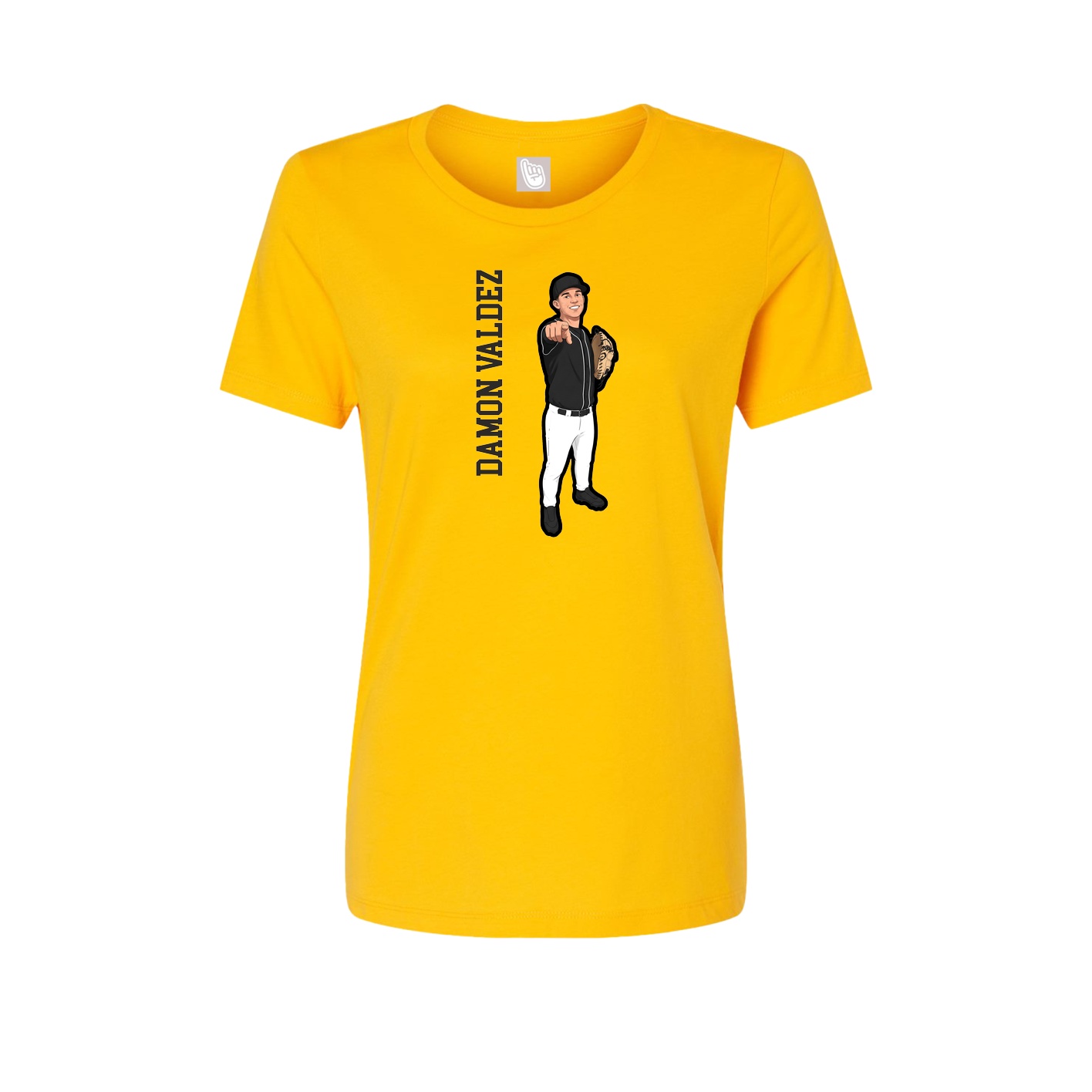 Fitted Women's Tee — Name Vertical in Gold