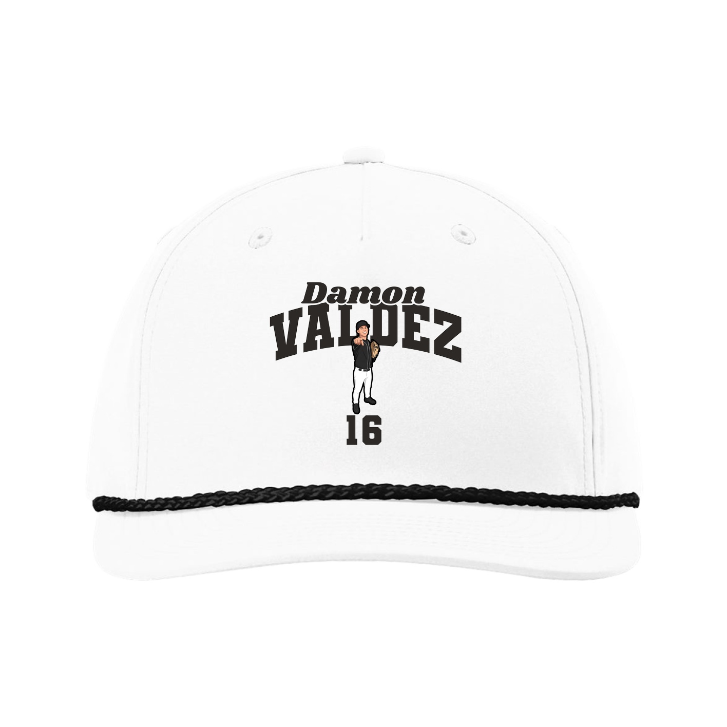 Five-Panel Classic Rope Cap — Signature Arch in White