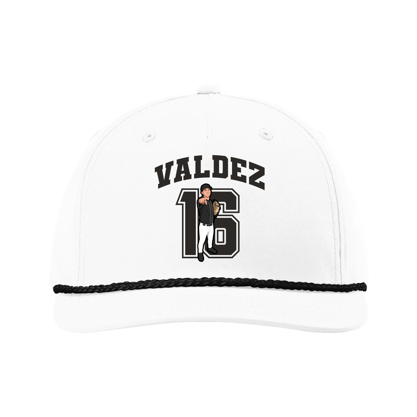Five-Panel Classic Rope Cap — Number in White