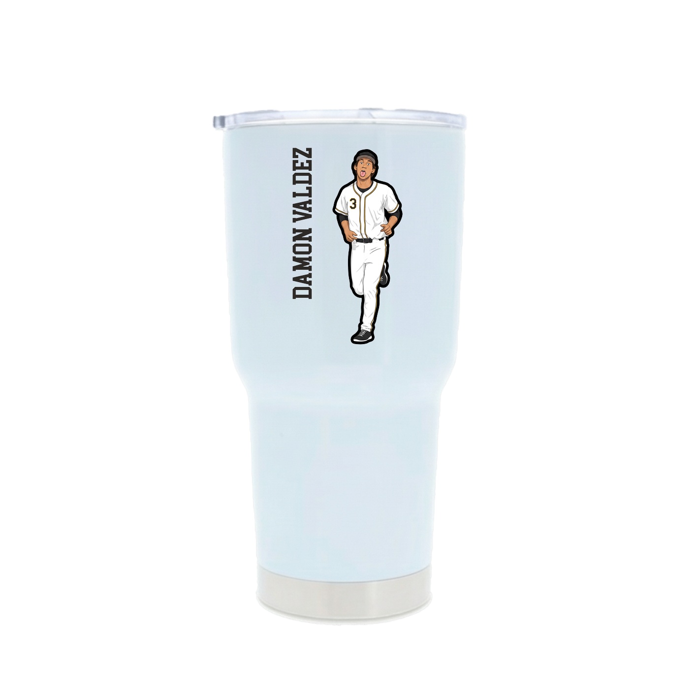 30oz Stainless Steel Tumbler — Name Vertical in White