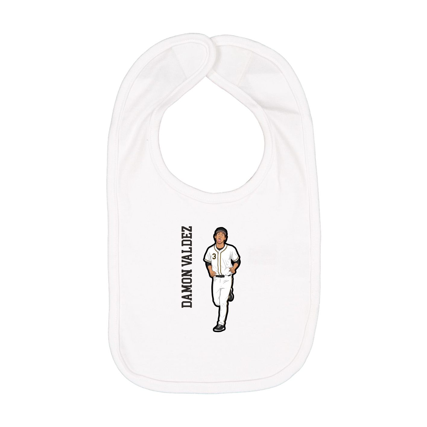 Infant Bib — Name Vertical in White