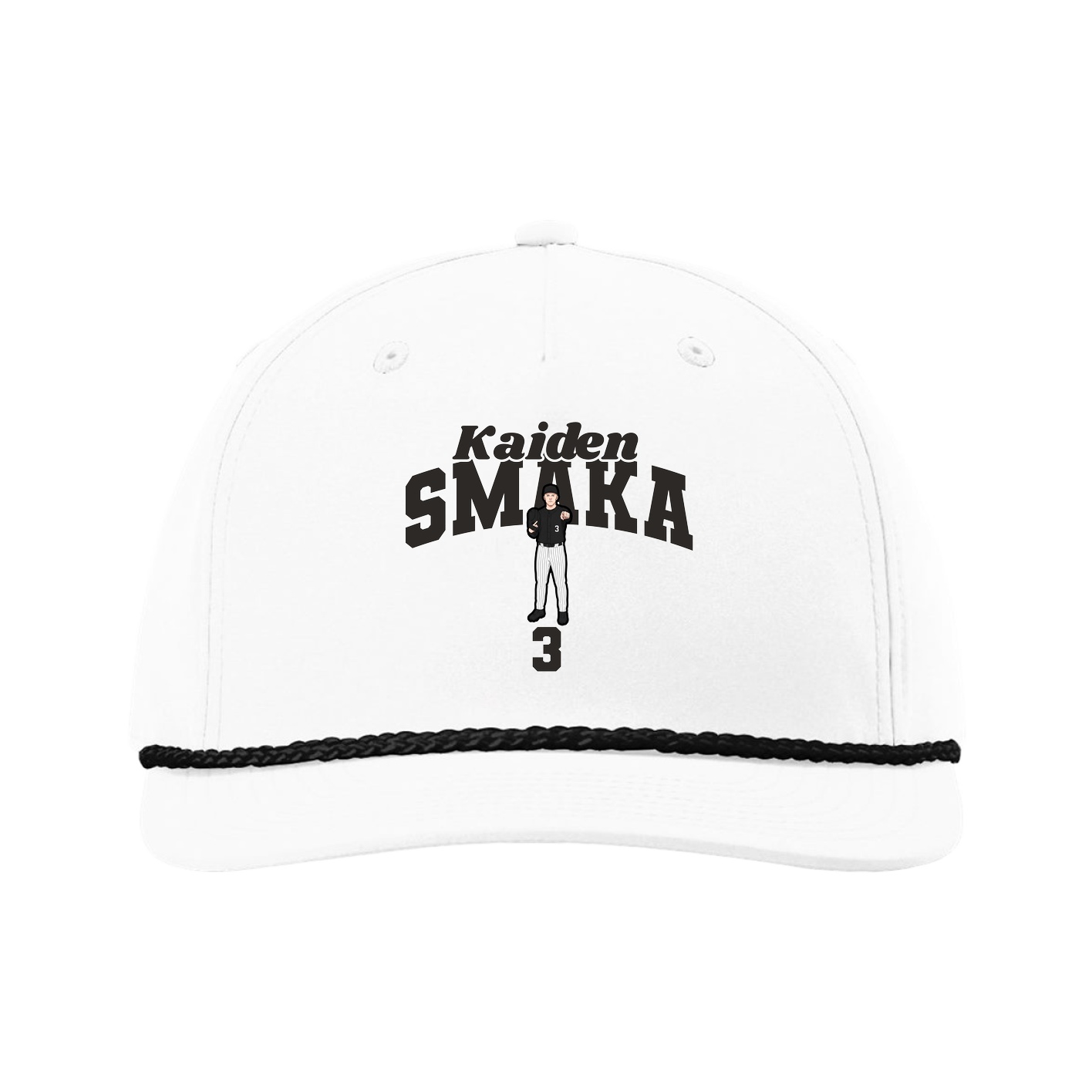 Five-Panel Classic Rope Cap — Signature Arch in White
