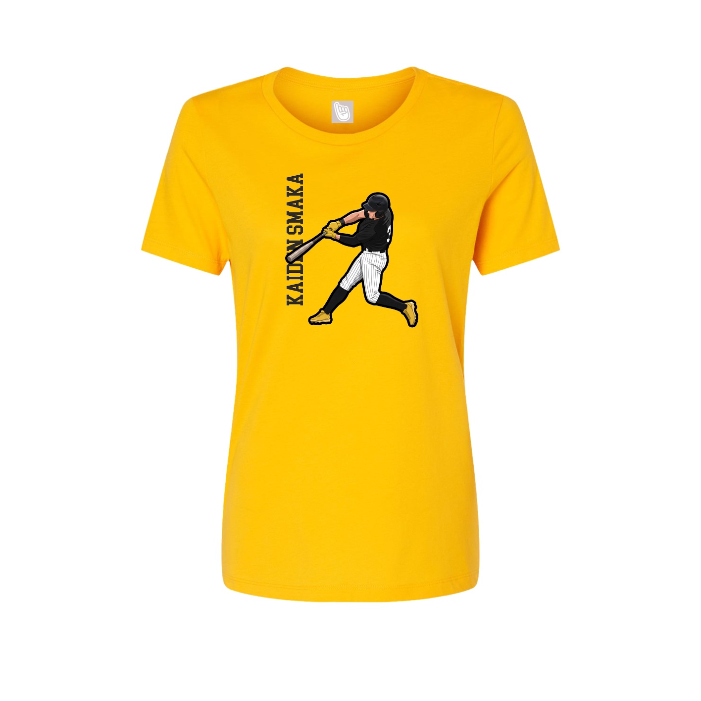 Fitted Women's Tee — Name Vertical in Gold