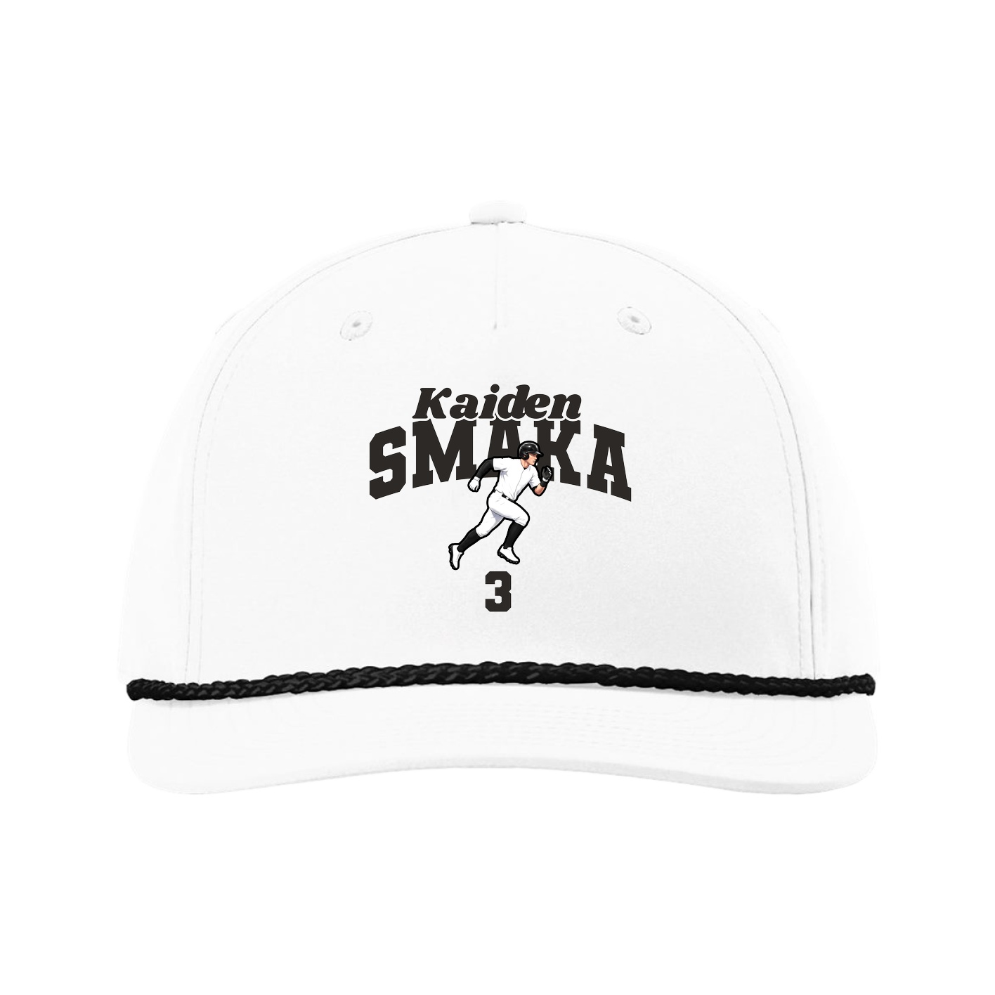 Five-Panel Classic Rope Cap — Signature Arch in White