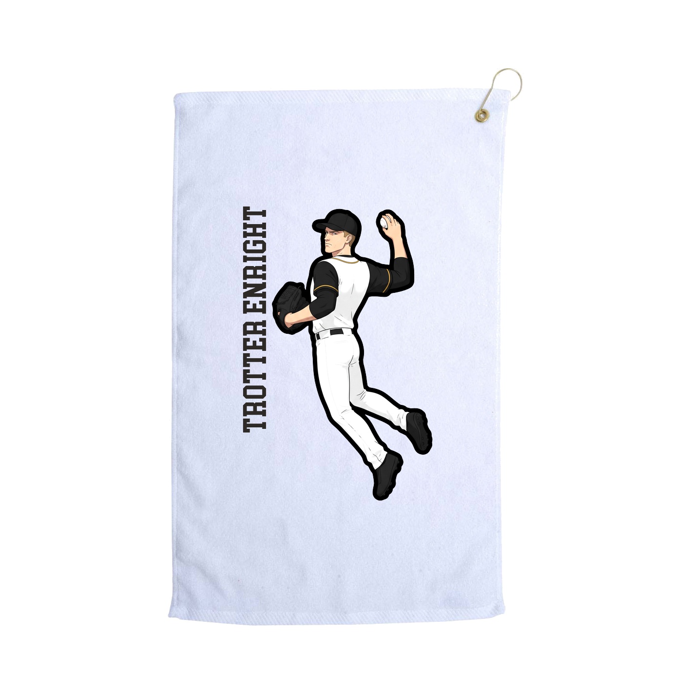 Golf Towel — Name Vertical in White