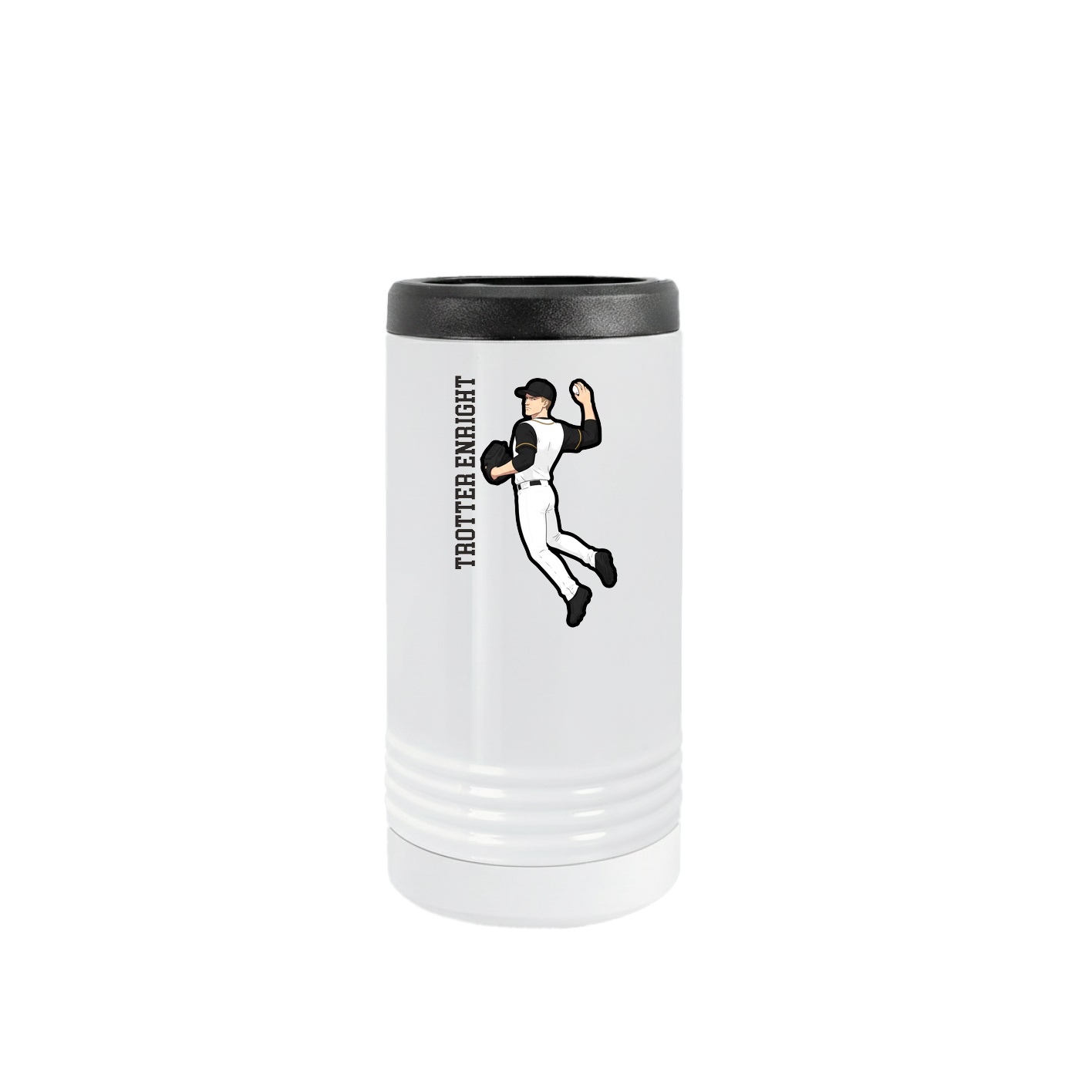 Slim Beverage Holder — Name Vertical in White