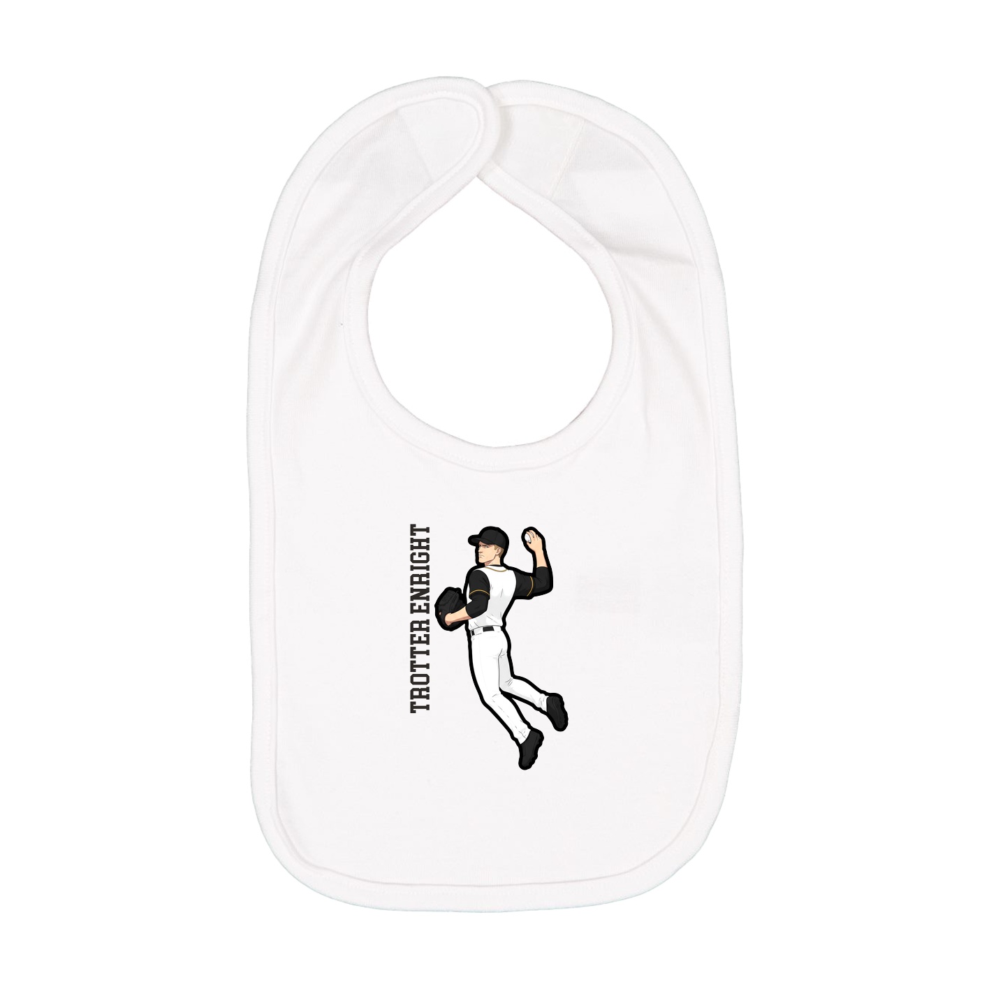 Infant Bib — Name Vertical in White