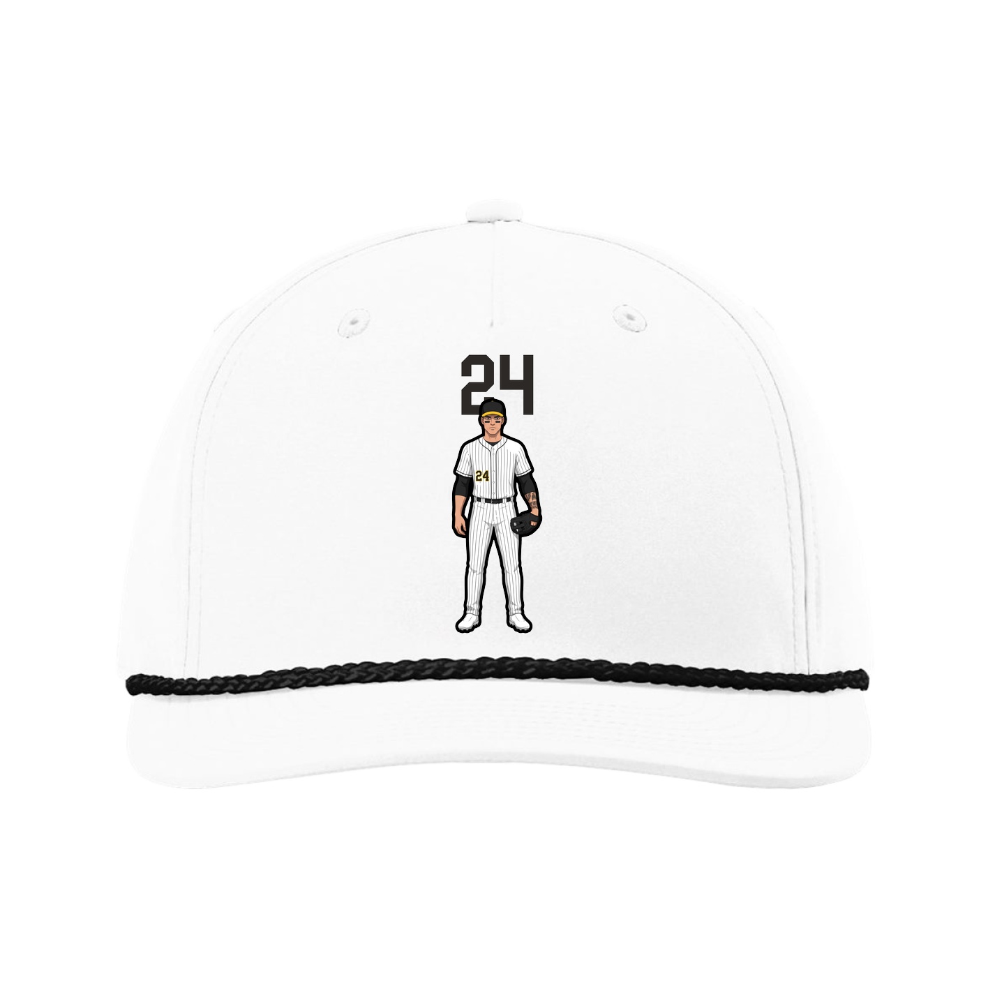 Five-Panel Classic Rope Cap — Number Top in White