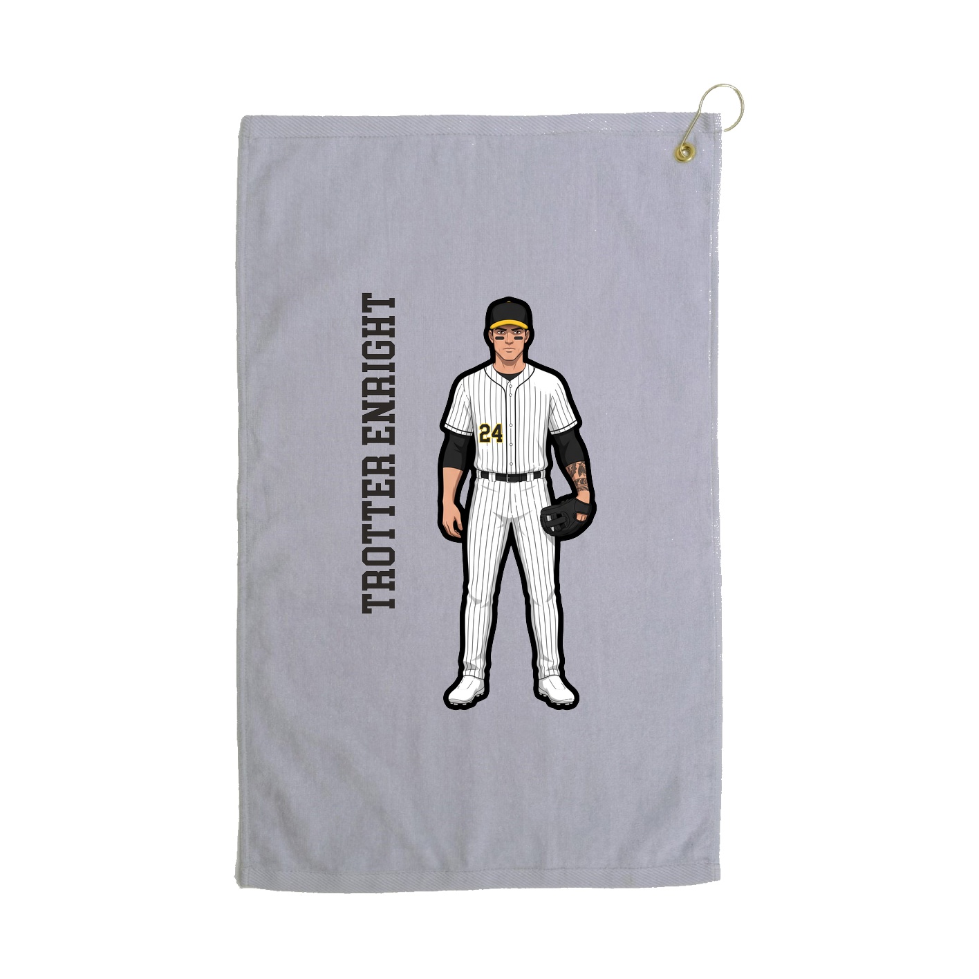 Golf Towel — Name Vertical in Grey