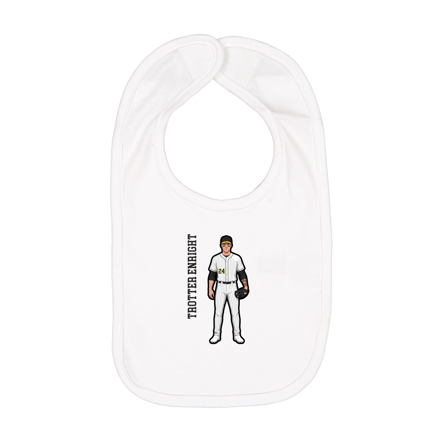 Infant Bib — Name Vertical in White