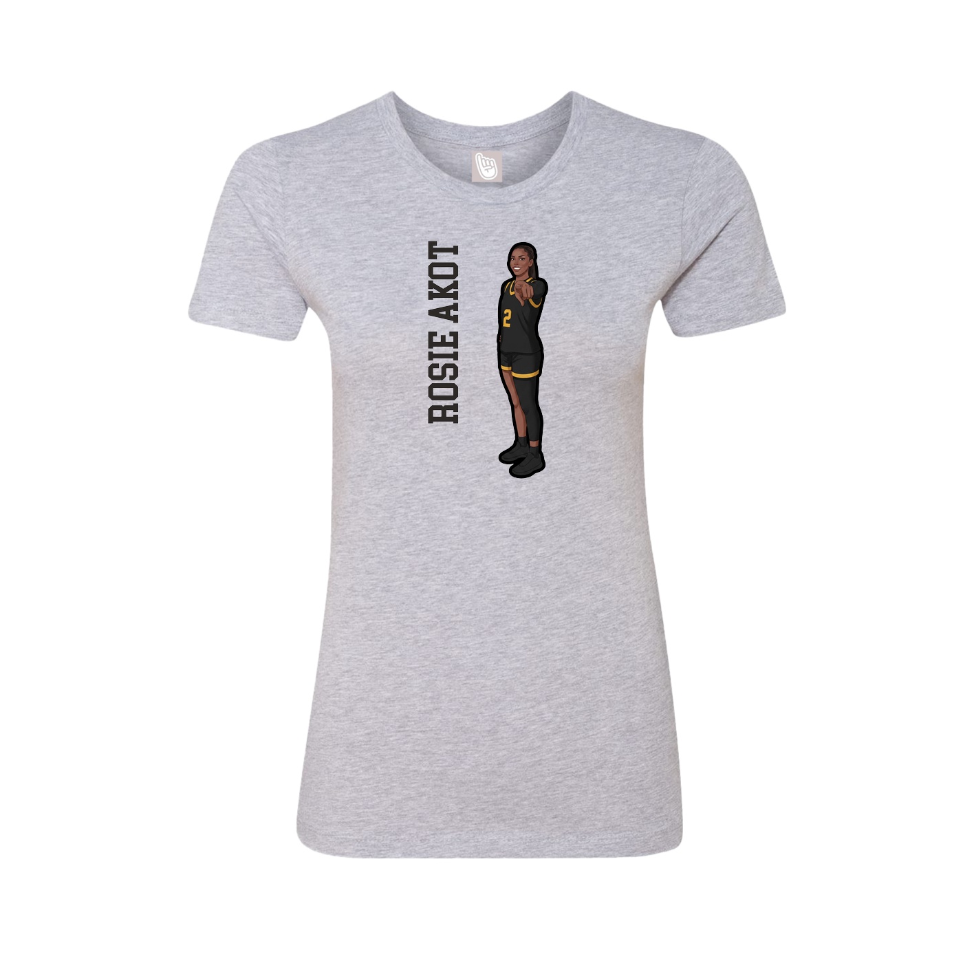 Fitted Women's Tee — Name Vertical in Grey