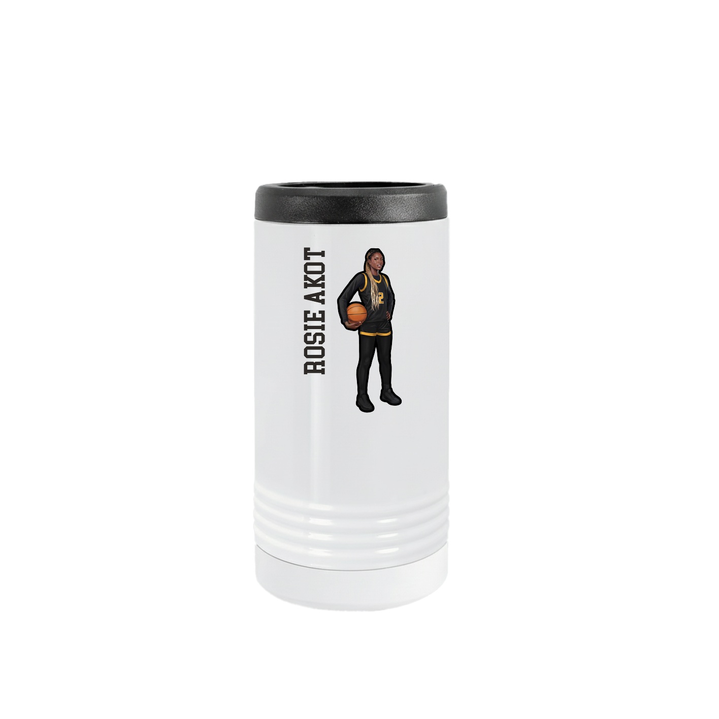 Slim Beverage Holder — Name Vertical in White