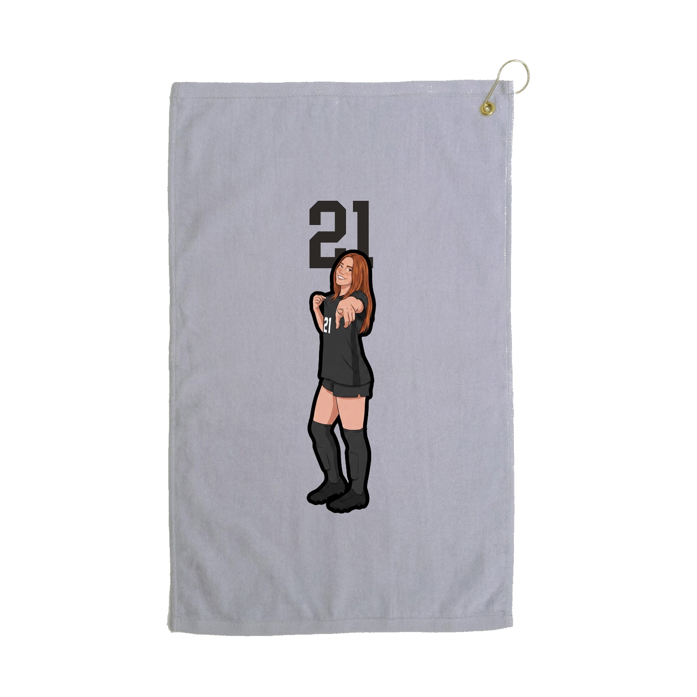 Golf Towel — Number Top in Grey