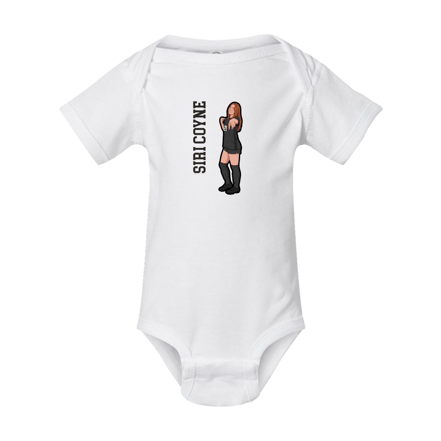 Baby Onesie — Name Vertical in White