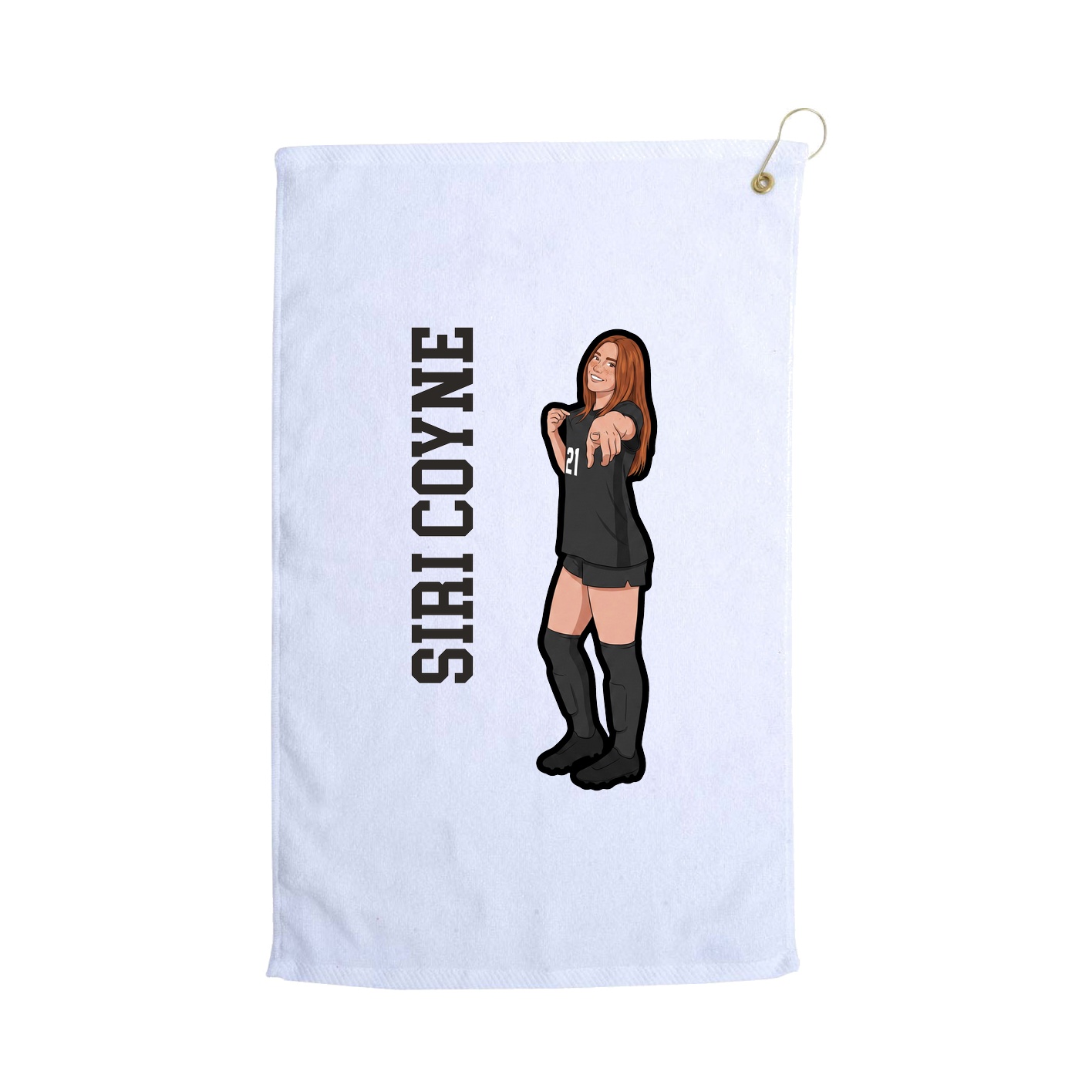 Golf Towel — Name Vertical in White