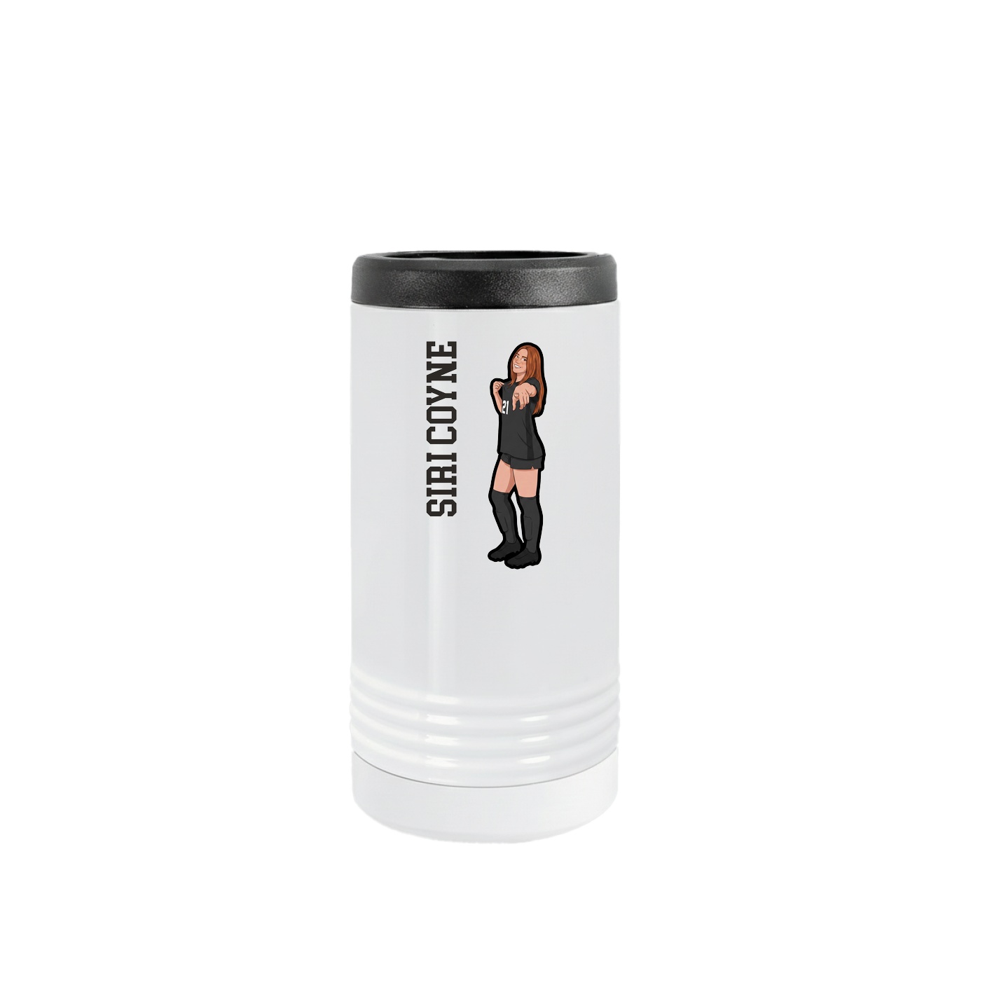 Slim Beverage Holder — Name Vertical in White