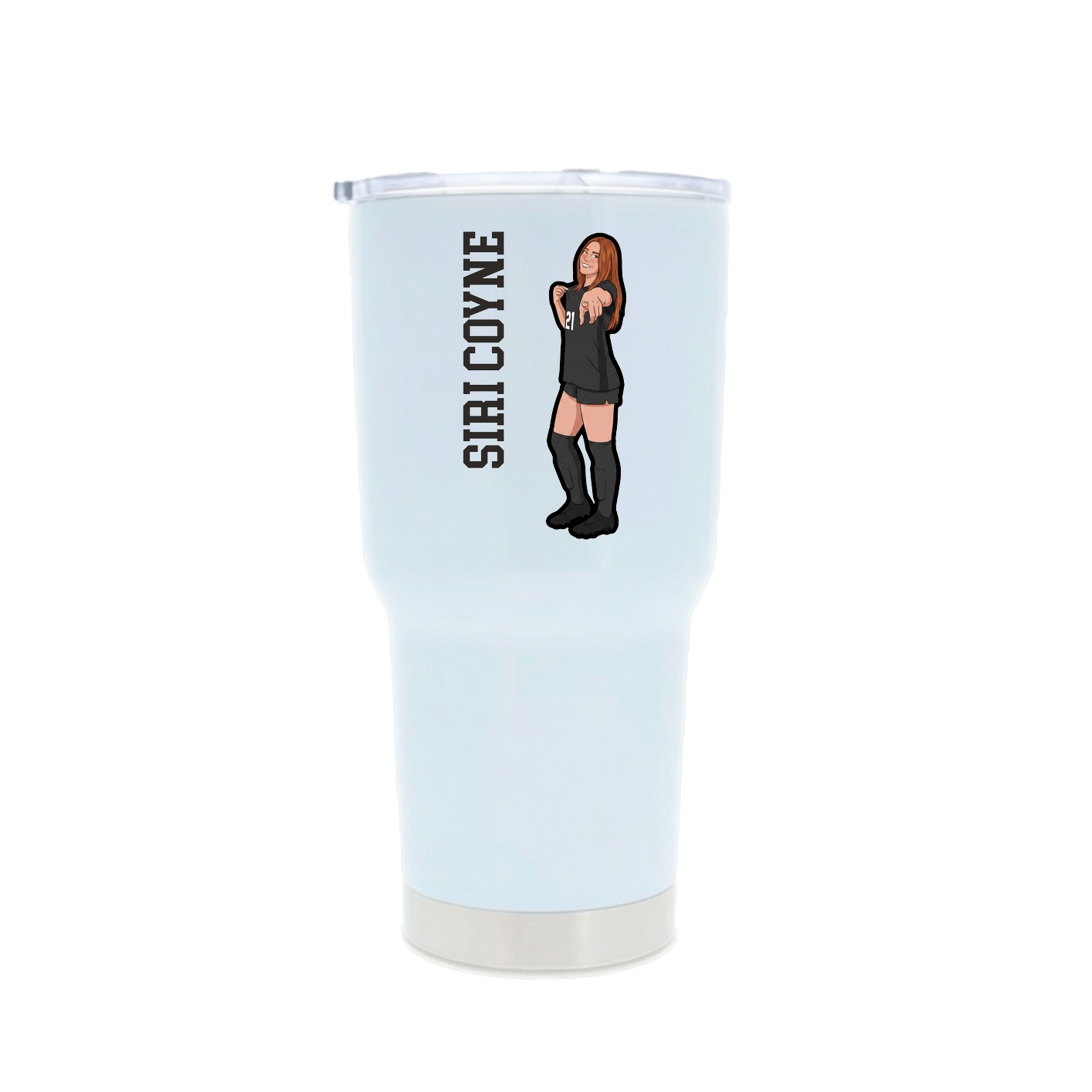 30oz Stainless Steel Tumbler — Name Vertical in White