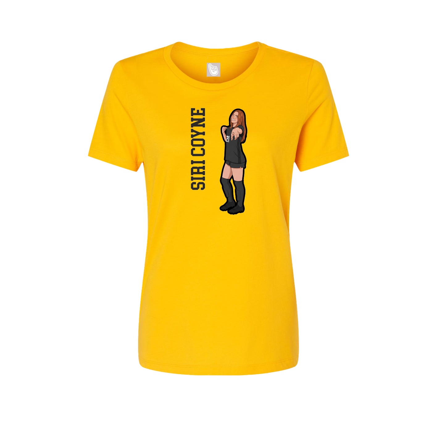 Fitted Women's Tee — Name Vertical in Gold